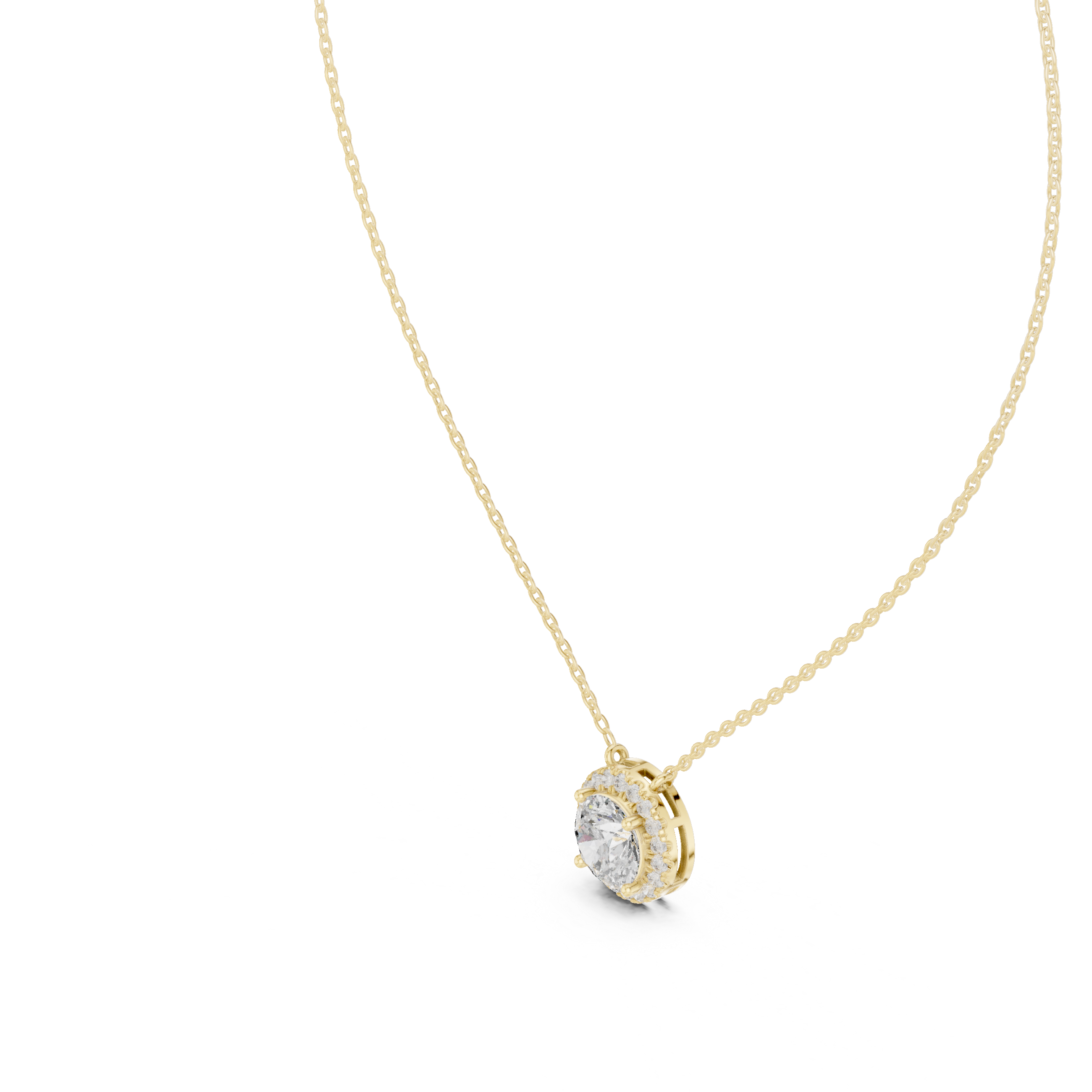 Luxury Diamond Halo Pendant Necklace in 18K Gold