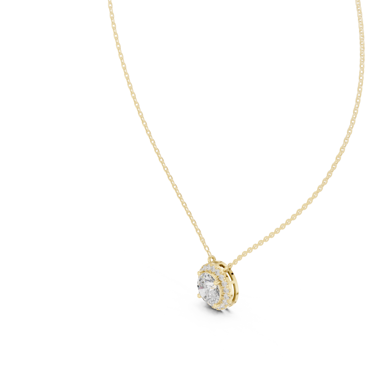 Luxury Diamond Halo Pendant Necklace in 18K Gold