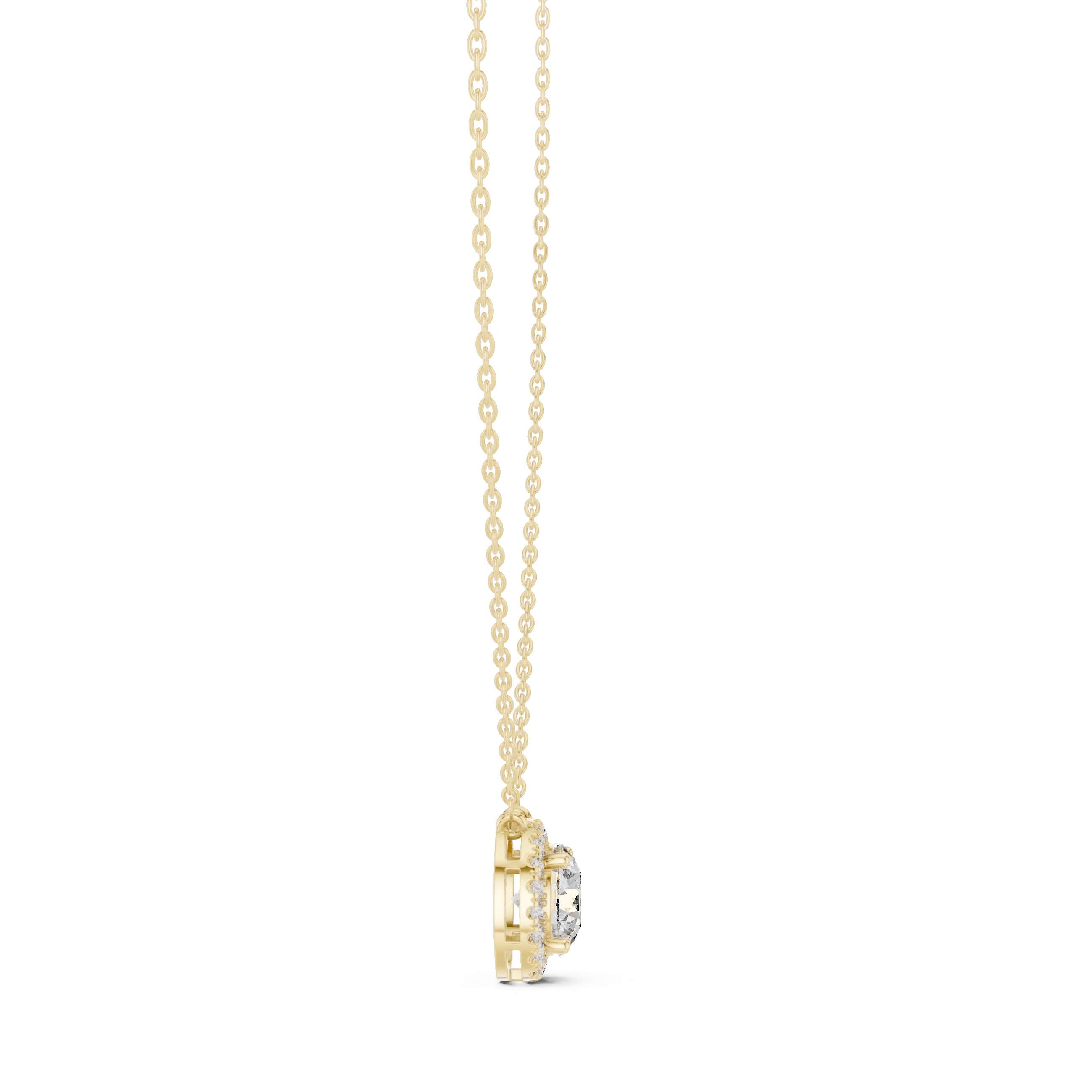Luxury Diamond Halo Pendant Necklace in 18K Gold