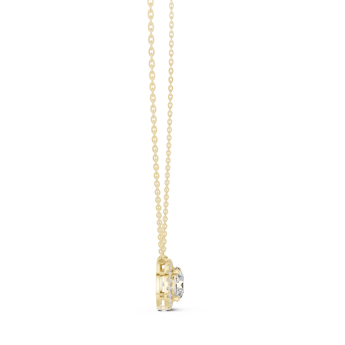 Luxury Diamond Halo Pendant Necklace in 18K Gold