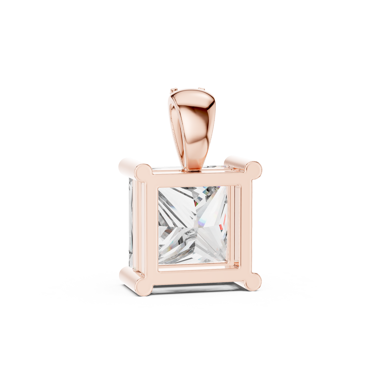 Princess Cut Diamond Pendant Necklace in 18K Gold