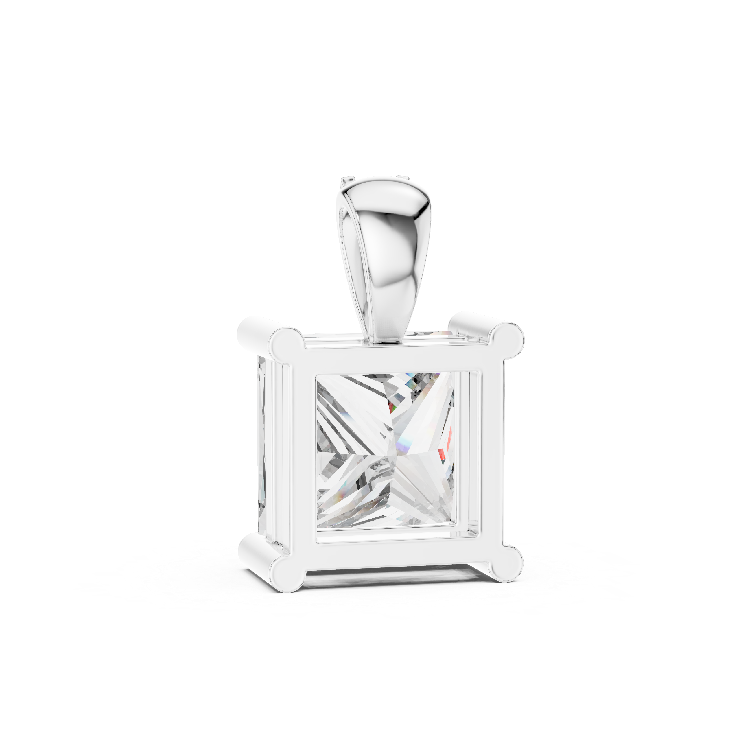 Princess Cut Diamond Pendant Necklace in 18K Gold