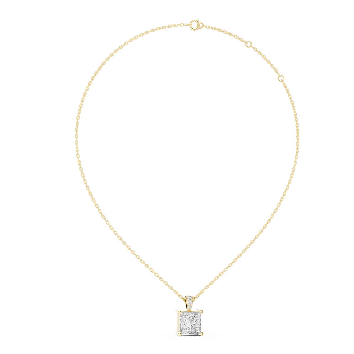 Princess Cut Diamond Pendant Necklace in 18K Gold