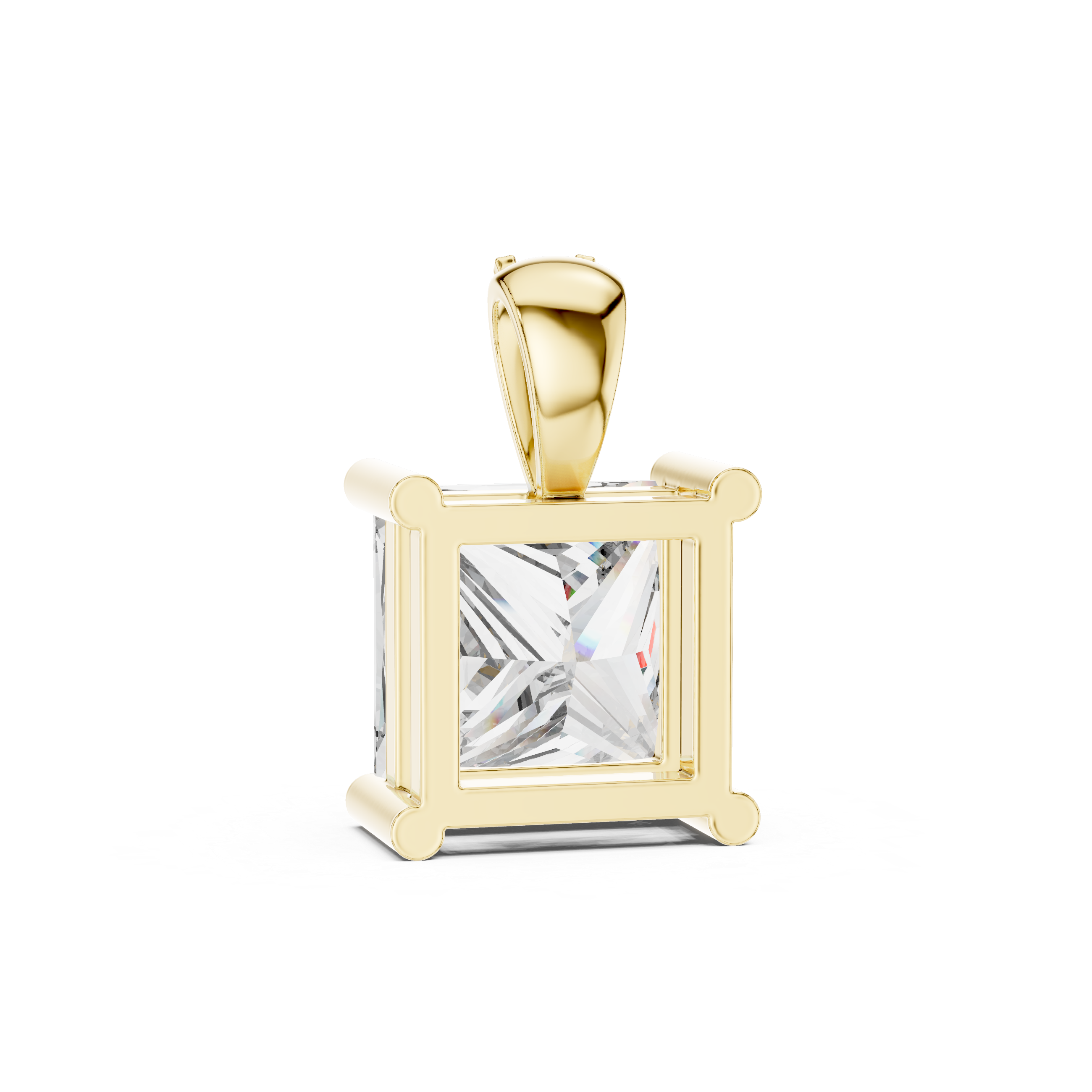 Princess Cut Diamond Pendant Necklace in 18K Gold