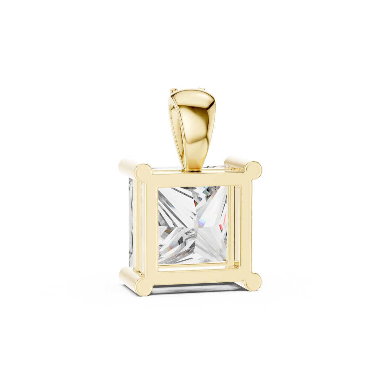 Princess Cut Diamond Pendant Necklace in 18K Gold