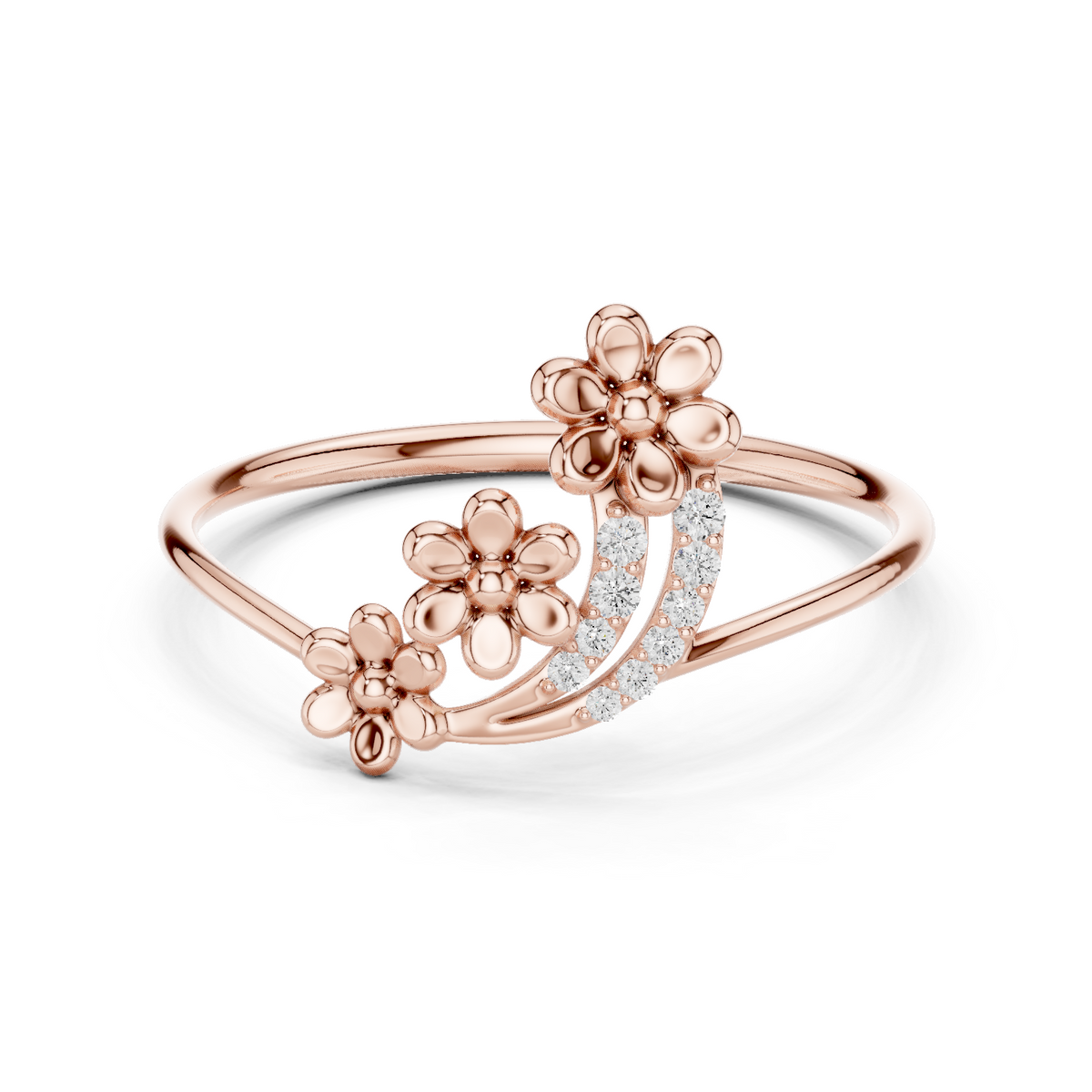 Floral Diamond Cluster Ring in 18K Gold