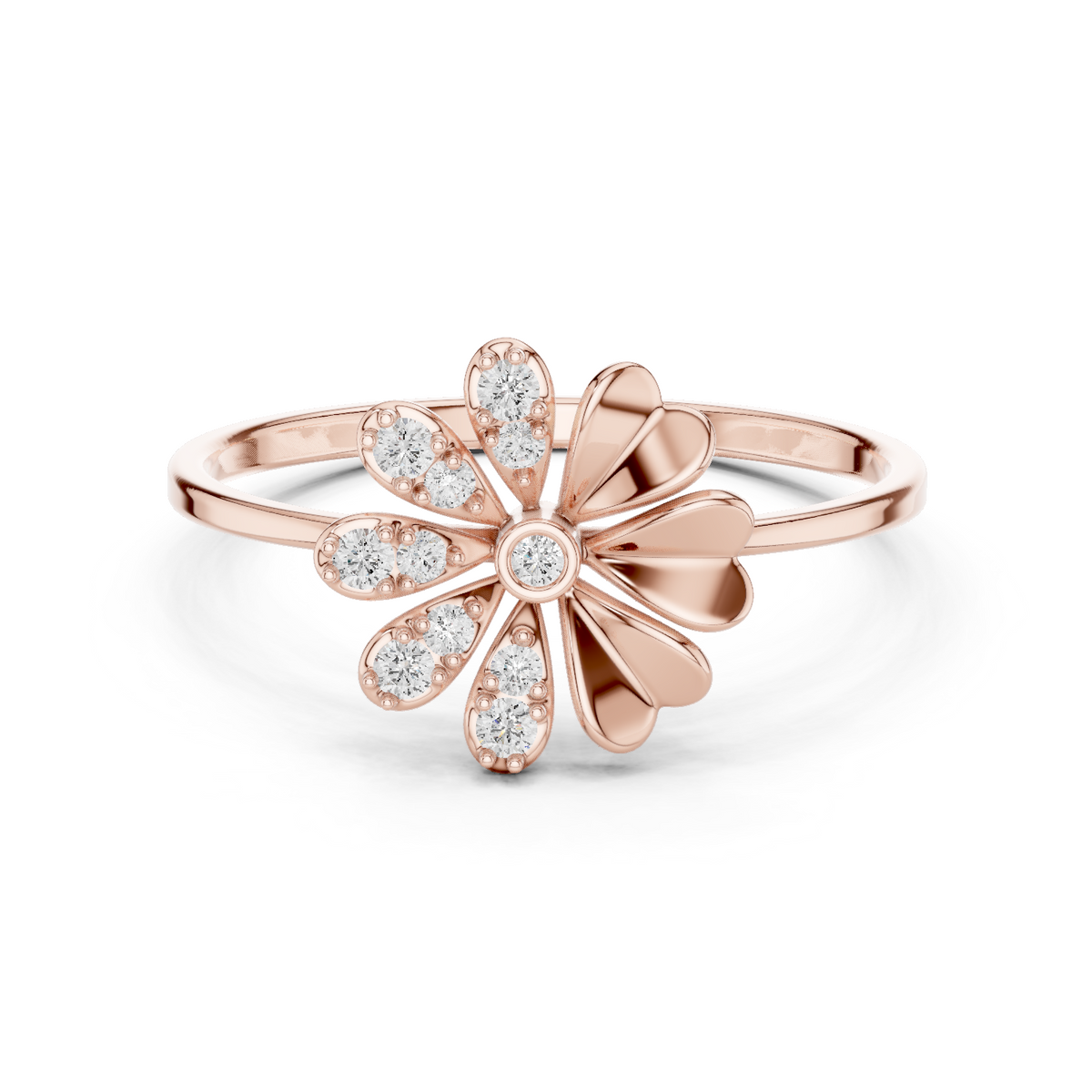 Floral Halo Diamond Ring in 18K Gold
