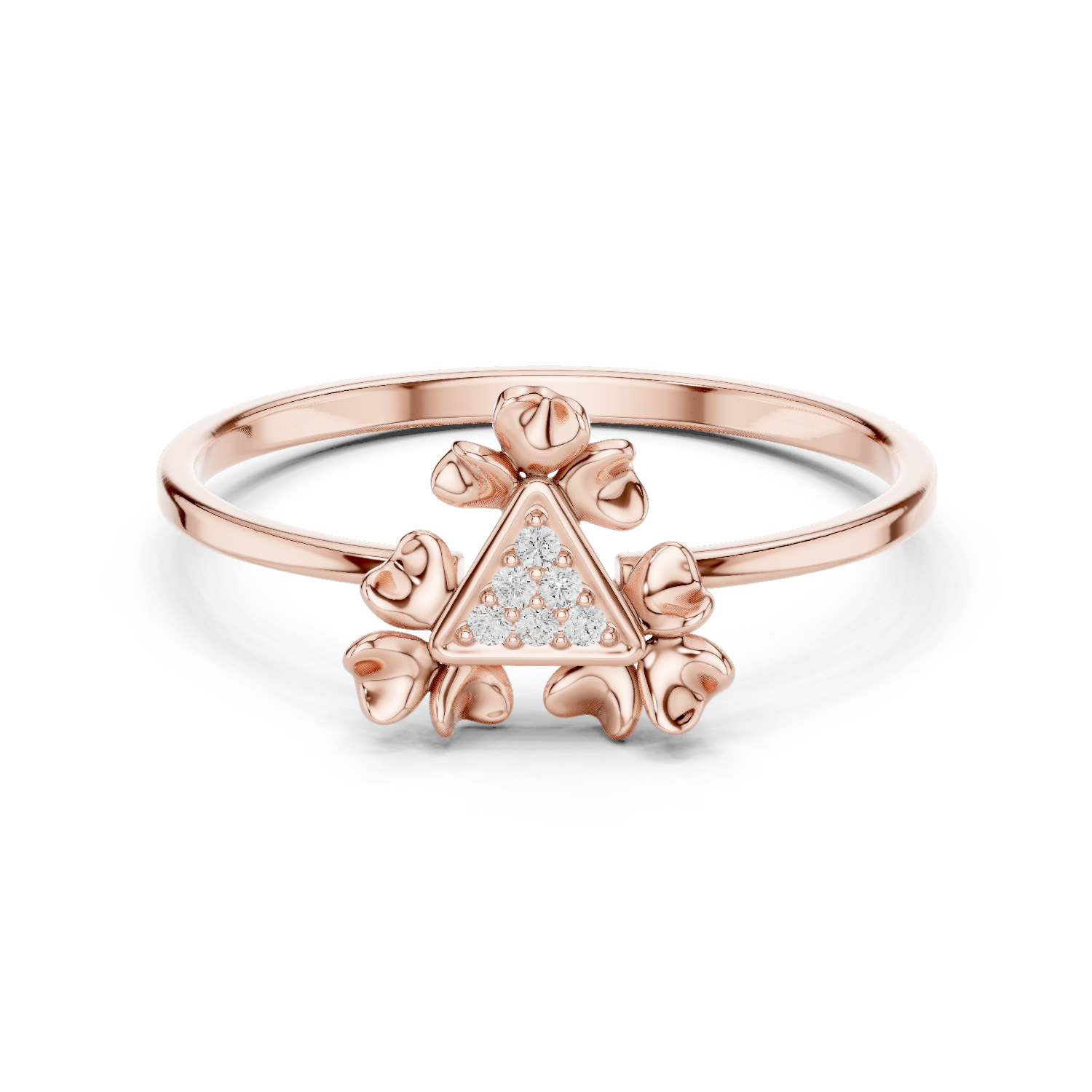 Triangle Bloom Diamond Ring in 18K Gold