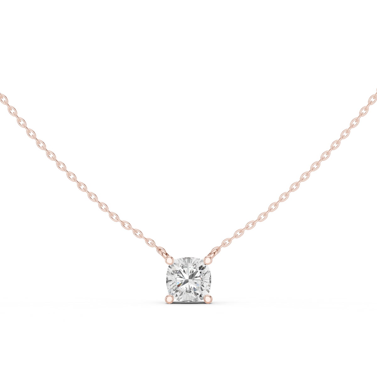 Luxury Cushion Cut Diamond Solitaire Pendant in 18K Gold