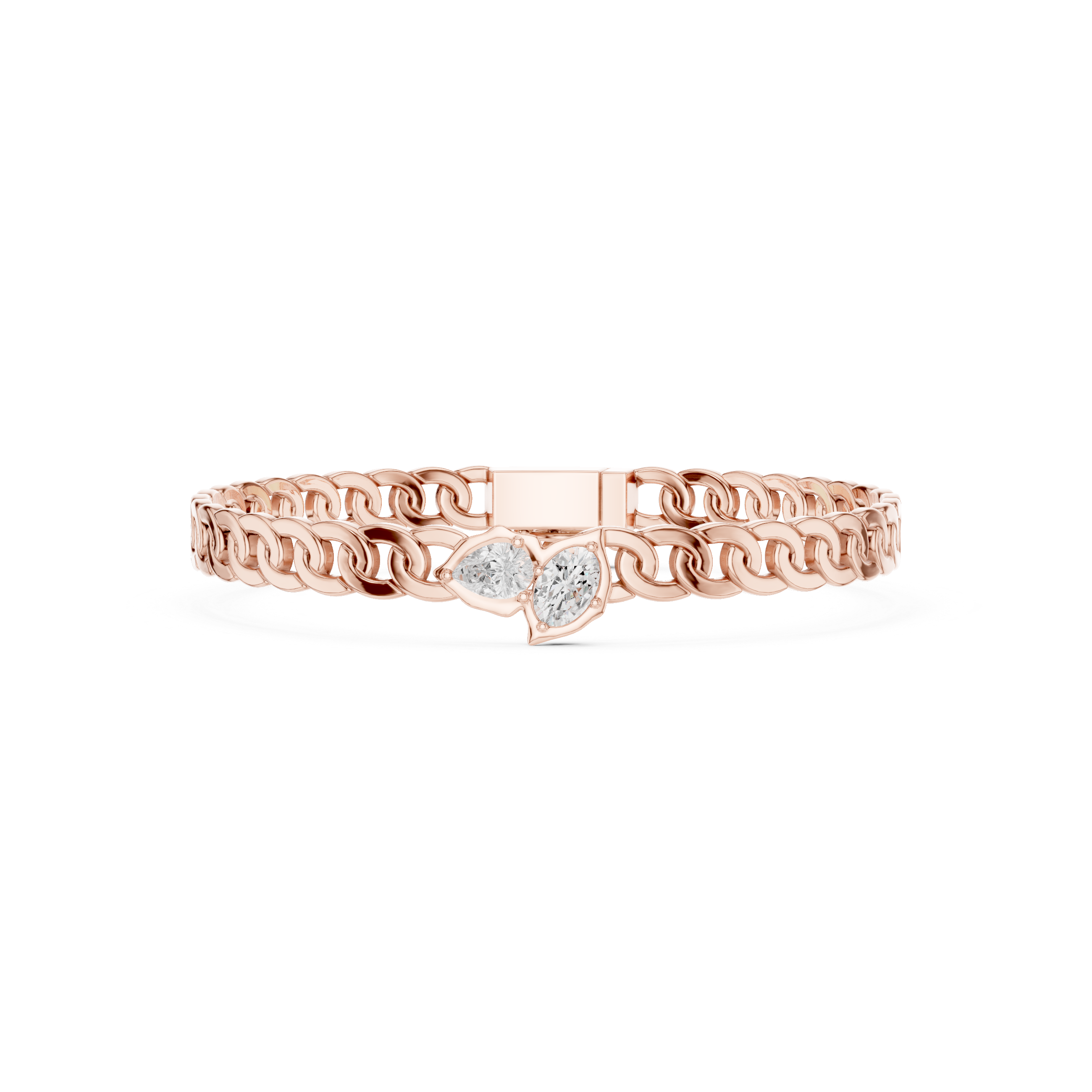 Luxury Diamond Link Bracelet with Pear & Oval Centerpiece