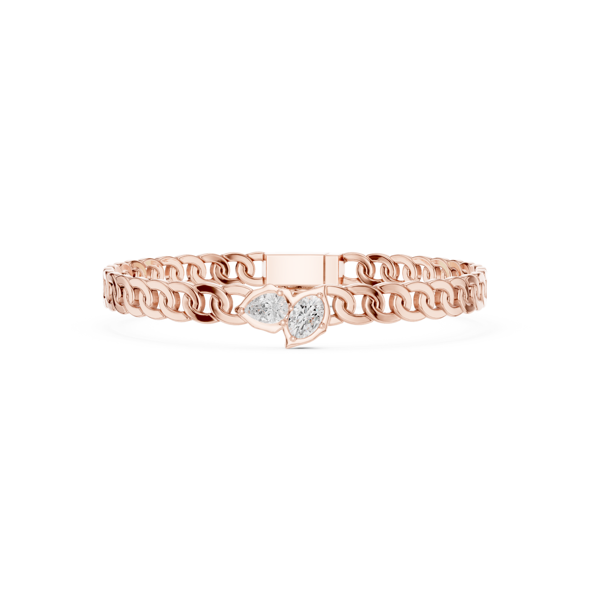 Luxury Diamond Link Bracelet with Pear & Oval Centerpiece