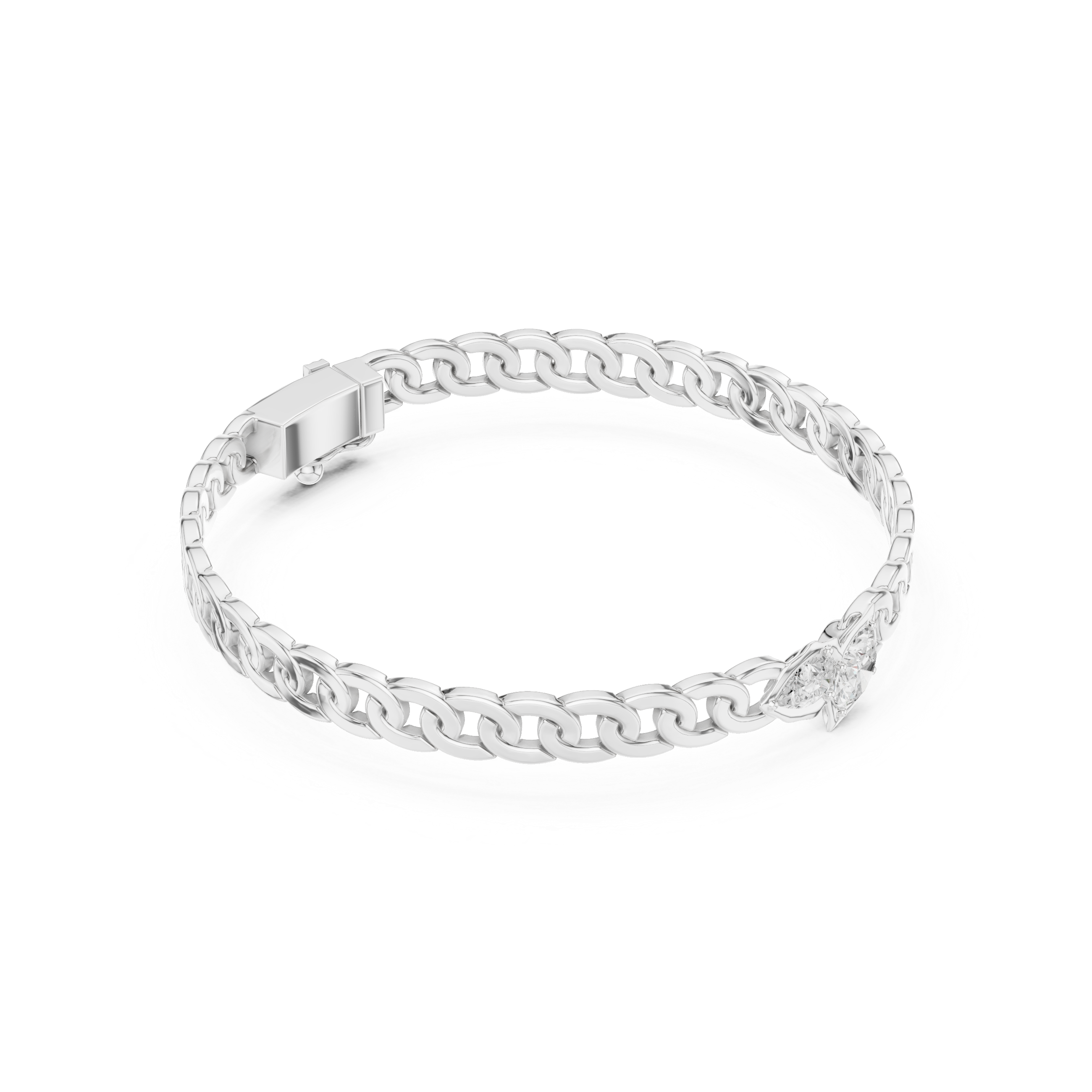 Luxury Diamond Link Bracelet with Pear & Oval Centerpiece