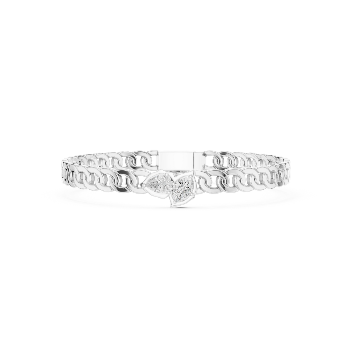 Luxury Diamond Link Bracelet with Pear & Oval Centerpiece