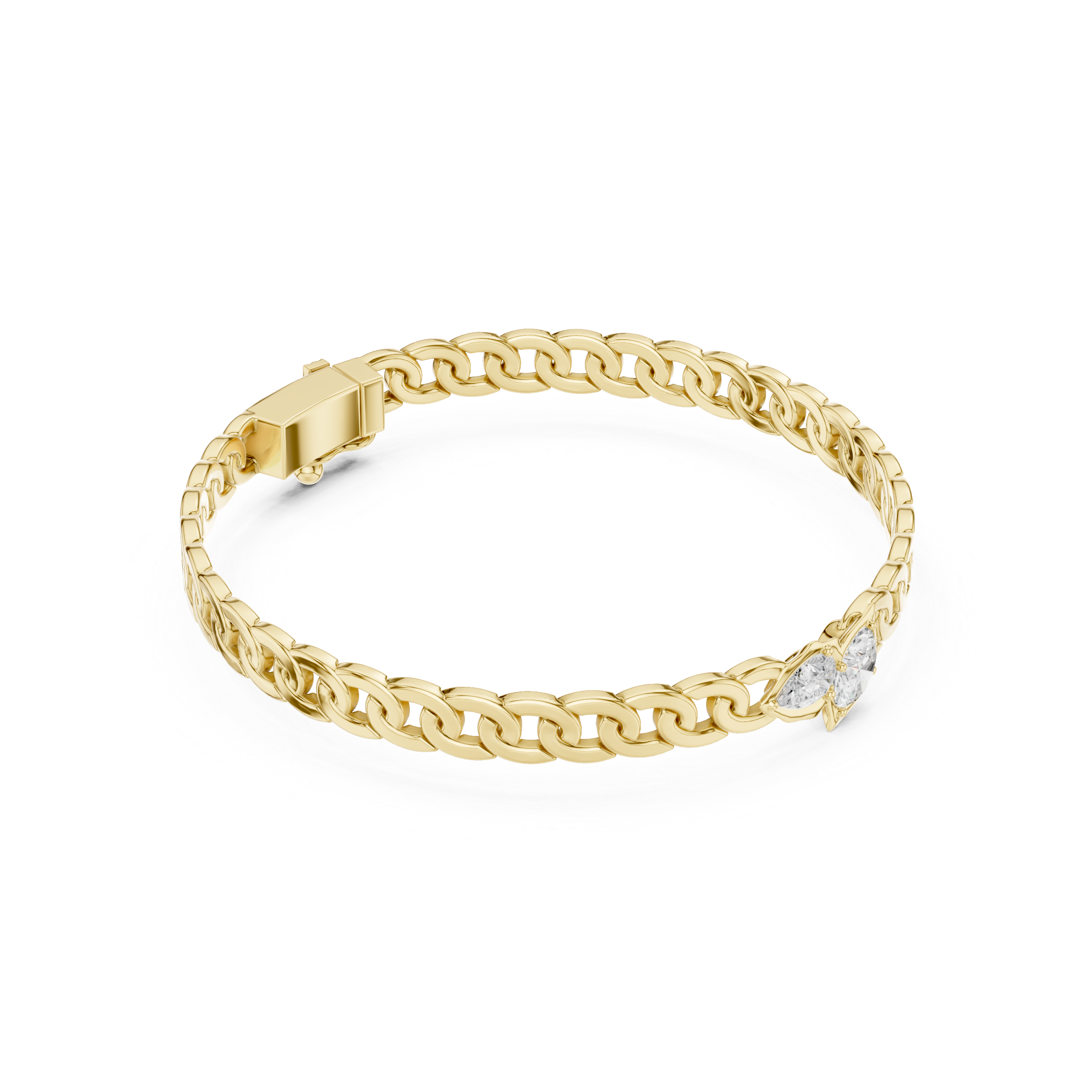 Luxury Diamond Link Bracelet with Pear & Oval Centerpiece