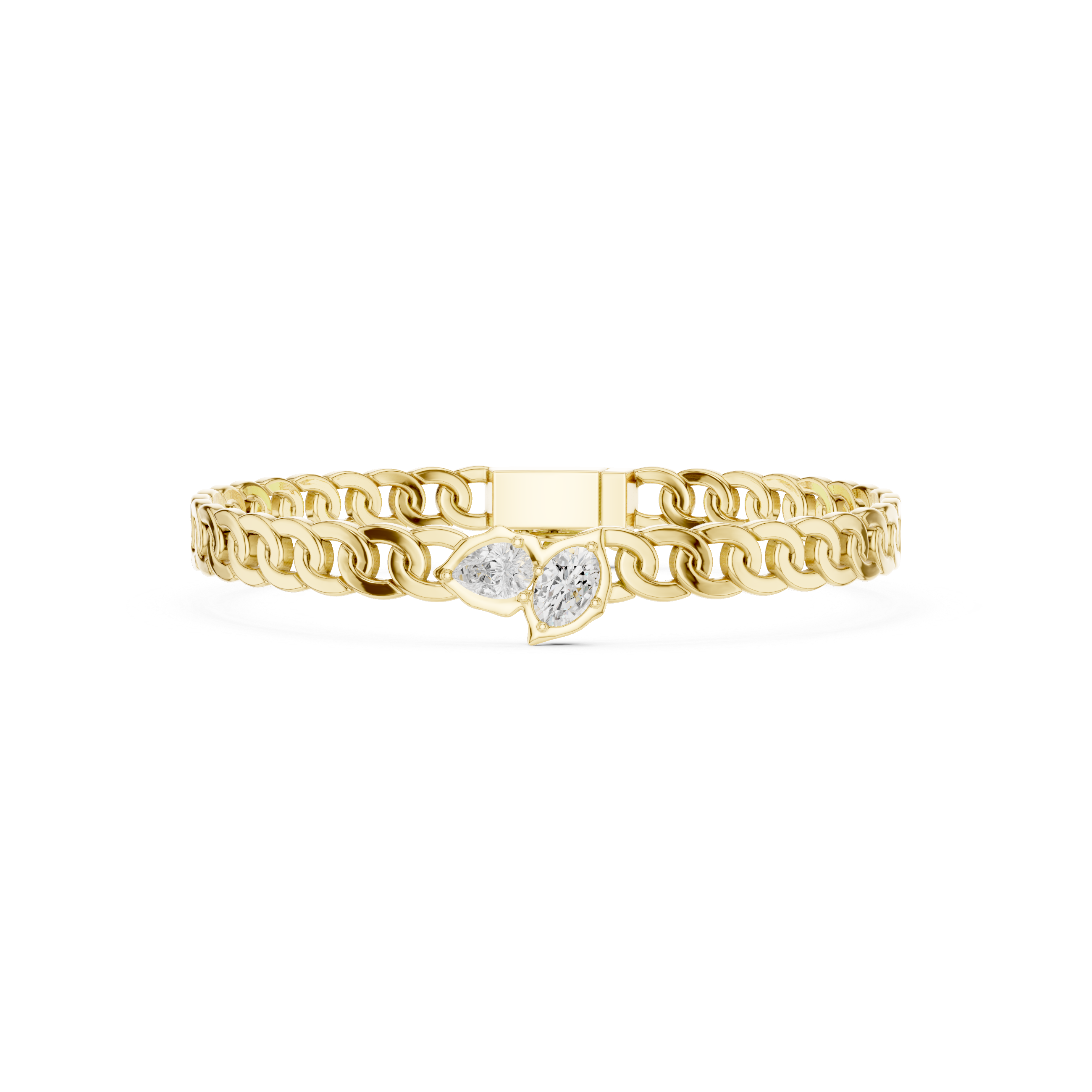 Luxury Diamond Link Bracelet with Pear & Oval Centerpiece