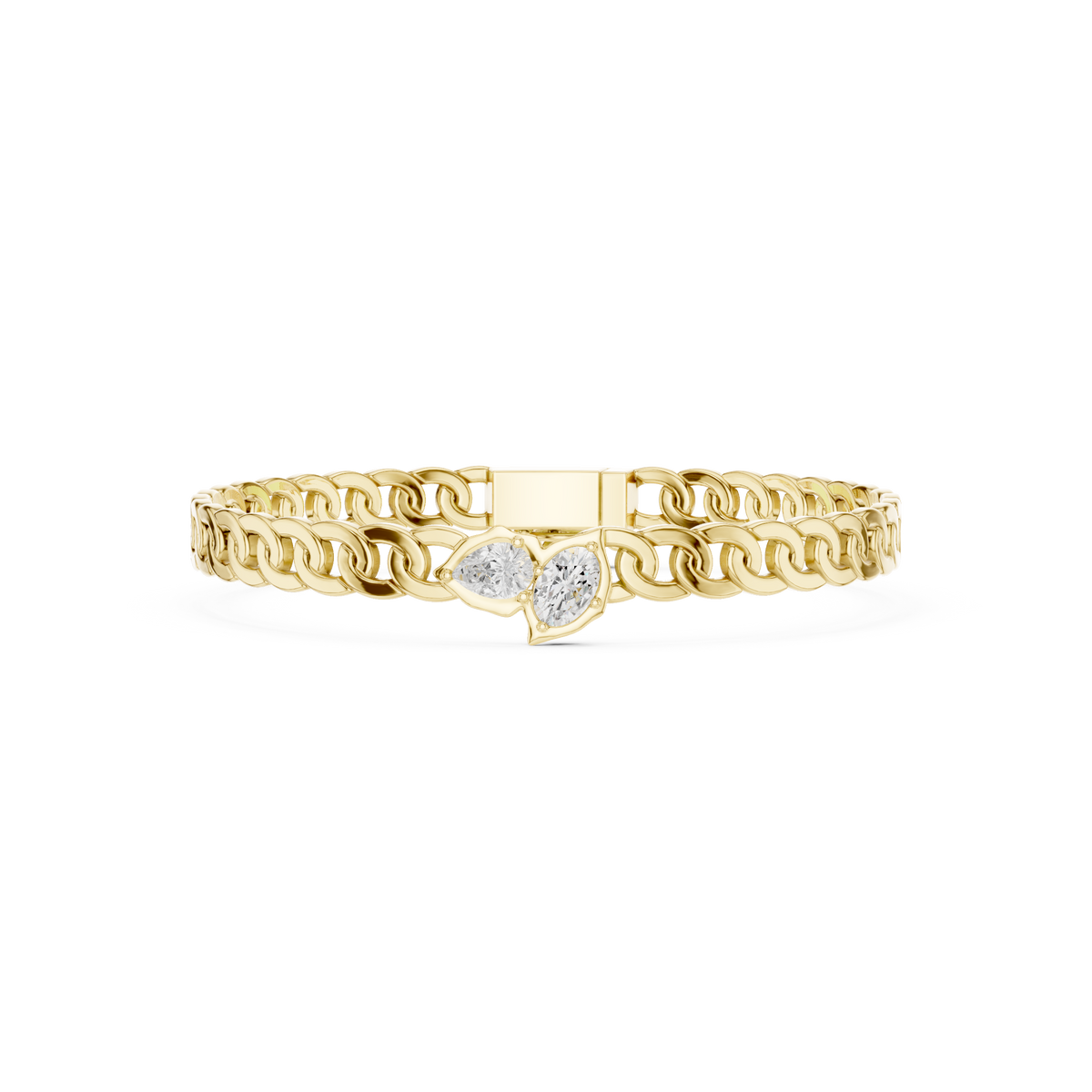 Luxury Diamond Link Bracelet with Pear & Oval Centerpiece