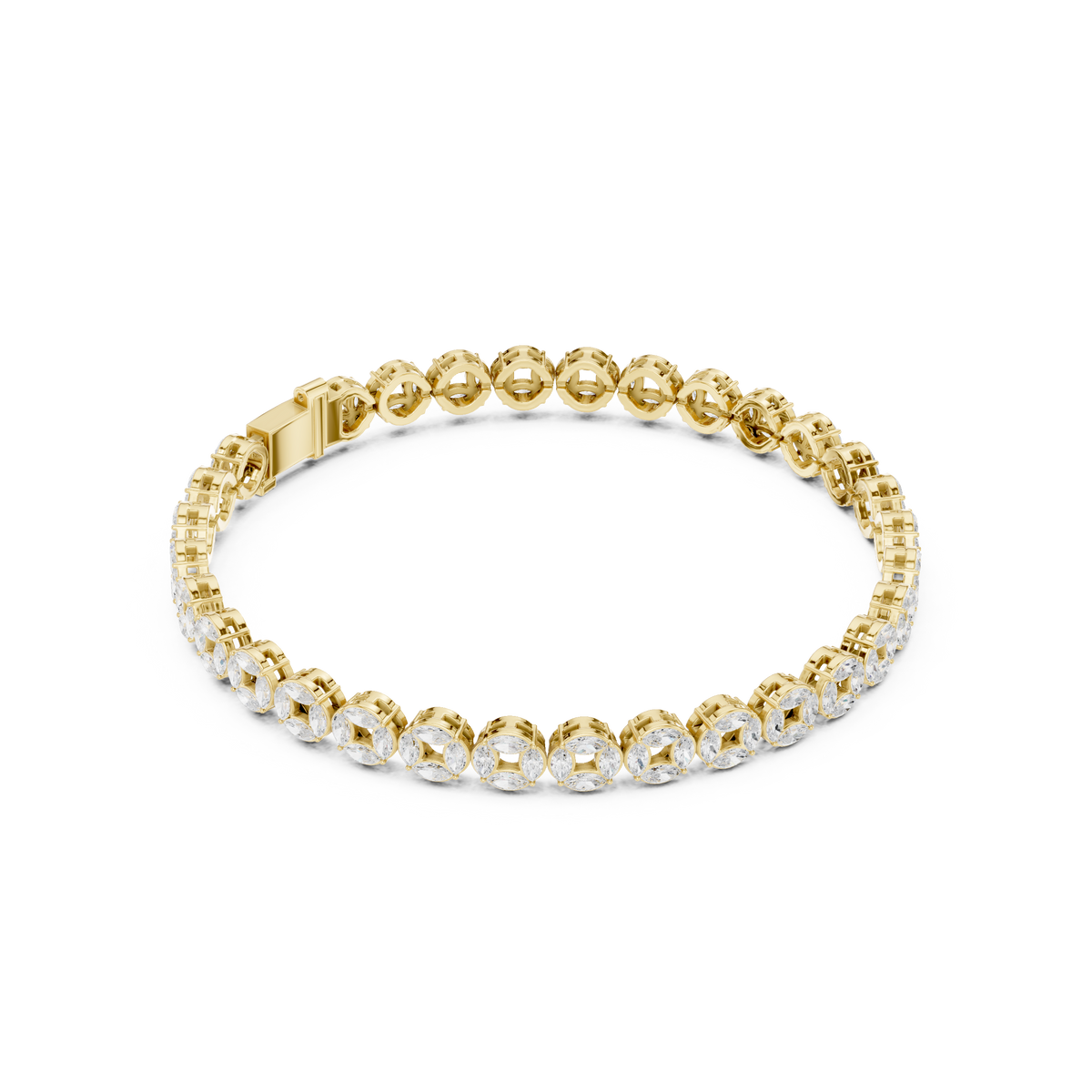 Luxury Marquise Diamond Men’s Tennis Bracelet in 14K Gold