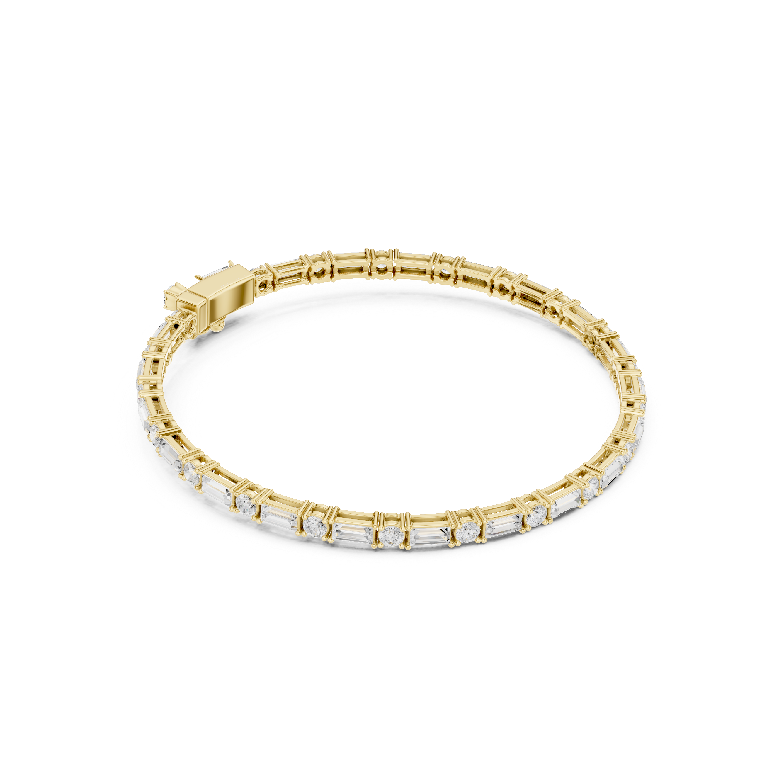 Luxury Men’s Diamond Baguette Tennis Bracelet in 14K Gold