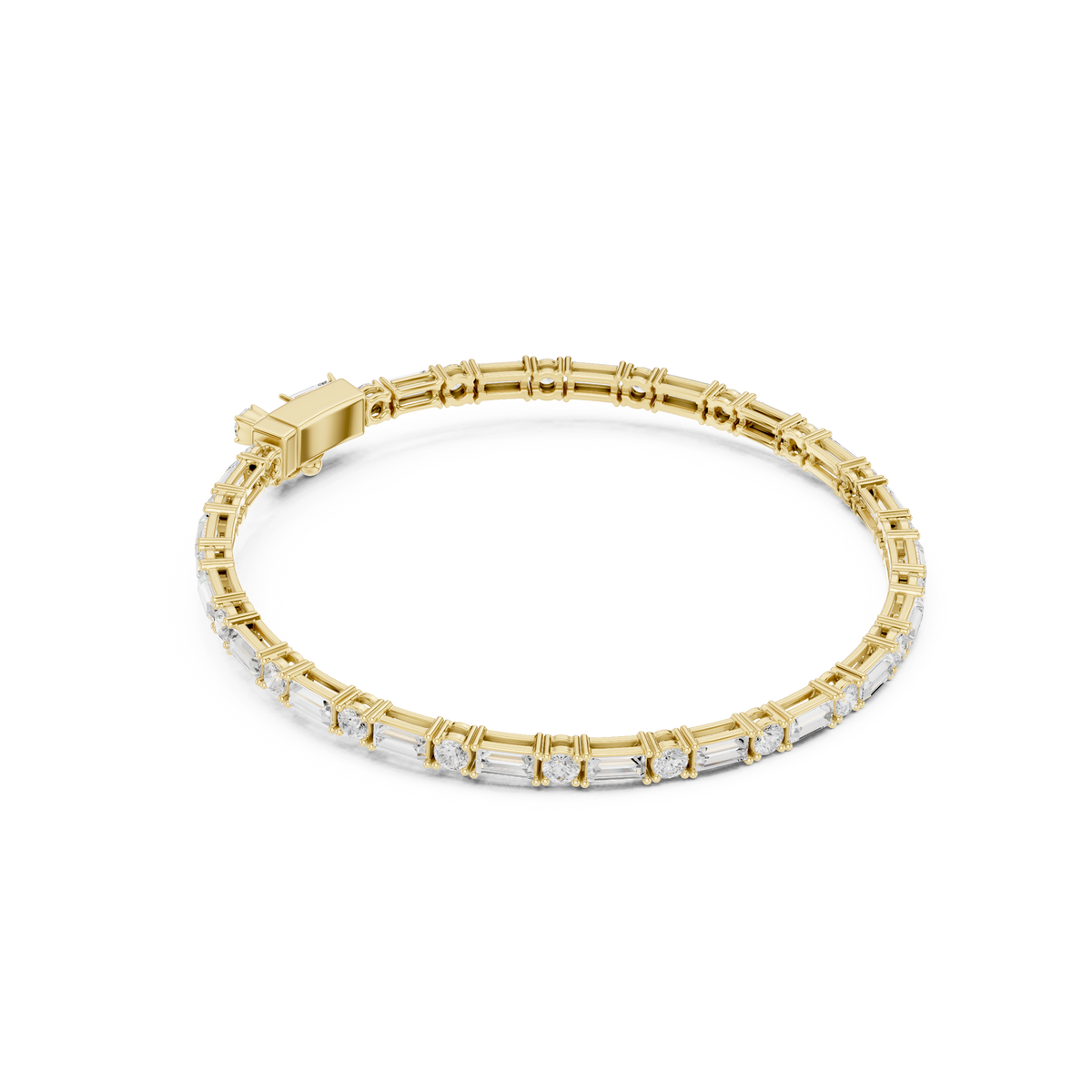 Luxury Men’s Diamond Baguette Tennis Bracelet in 14K Gold