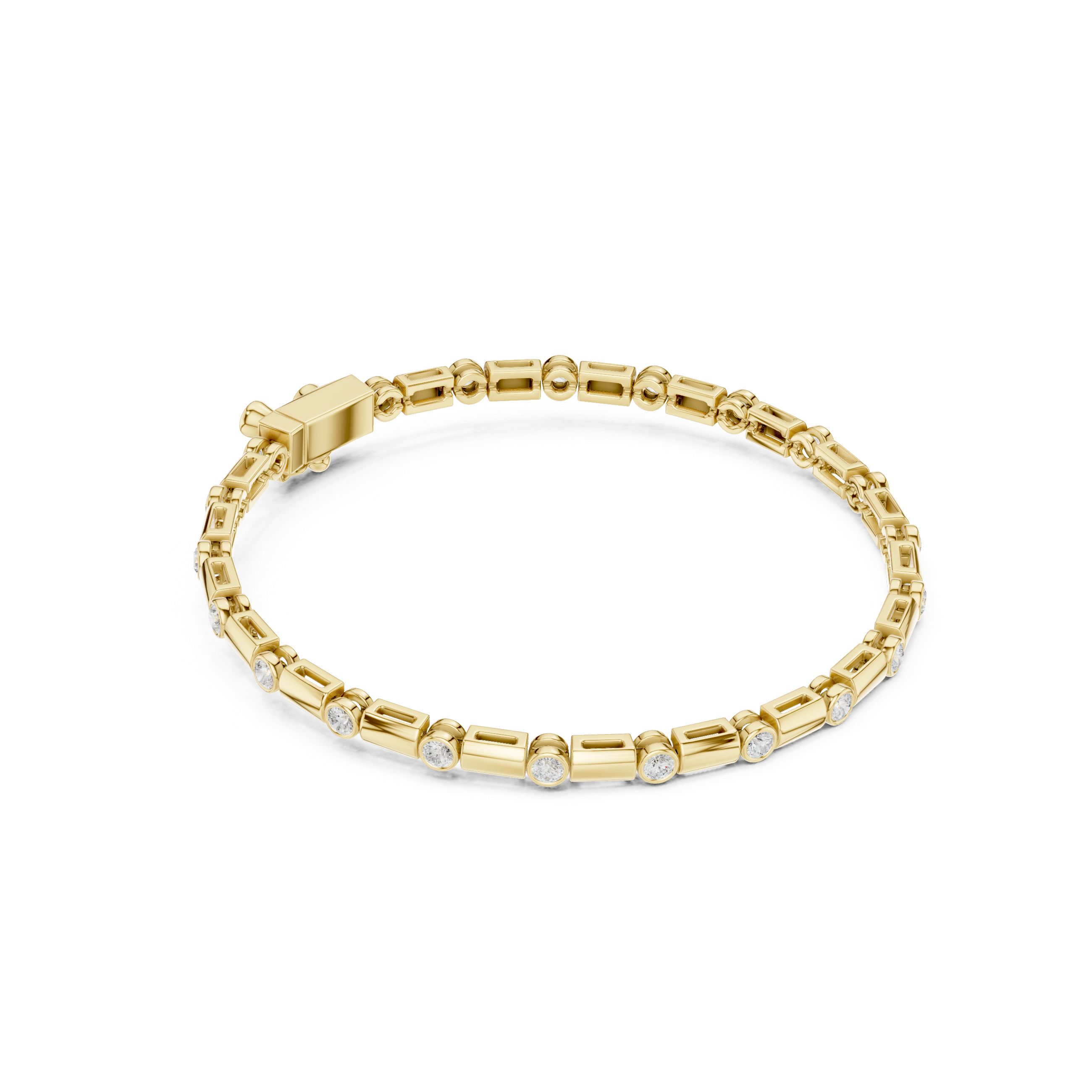Luxury Men’s Bezel-Set Diamond Tennis Bracelet in 14K Gold