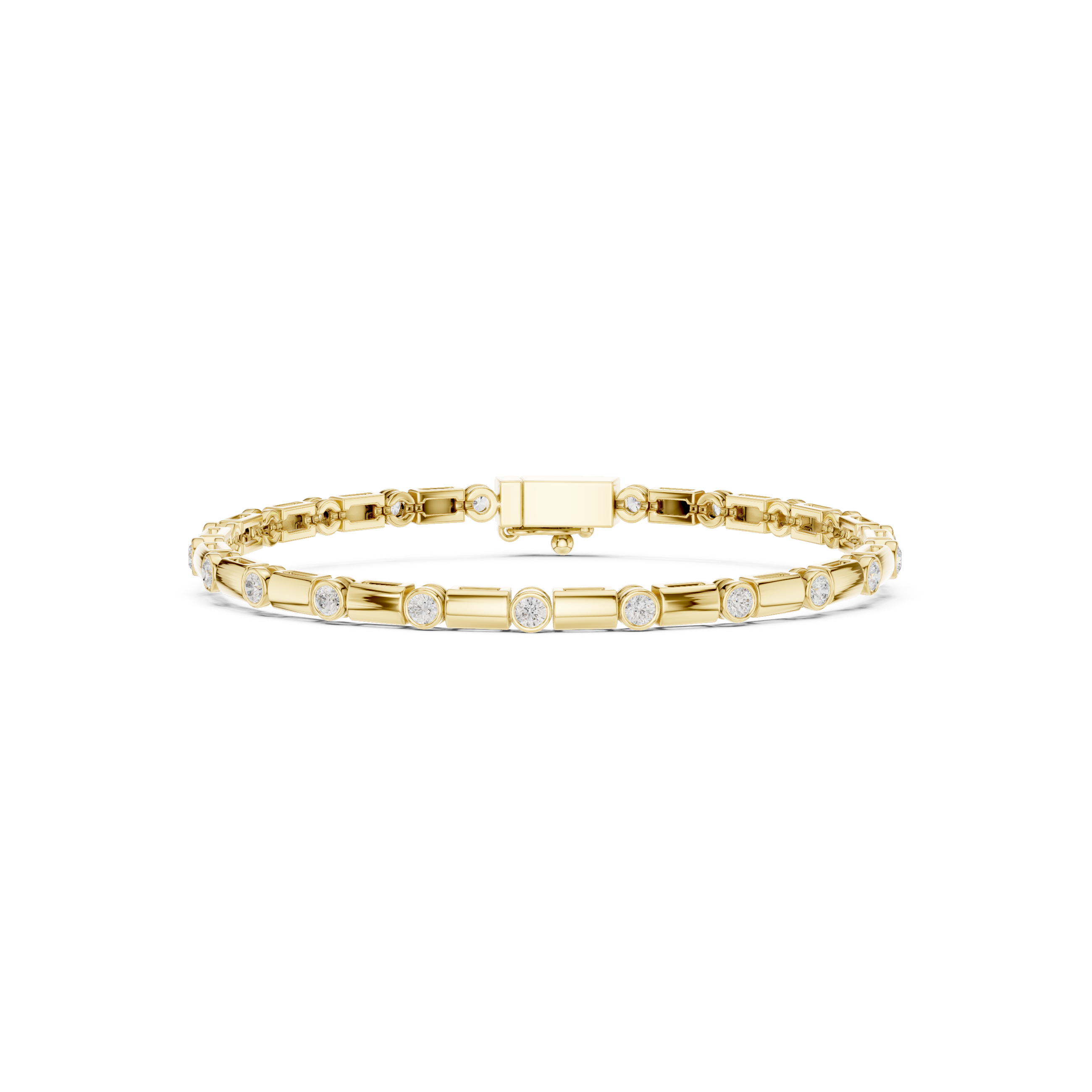Luxury Men’s Bezel-Set Diamond Tennis Bracelet in 14K Gold