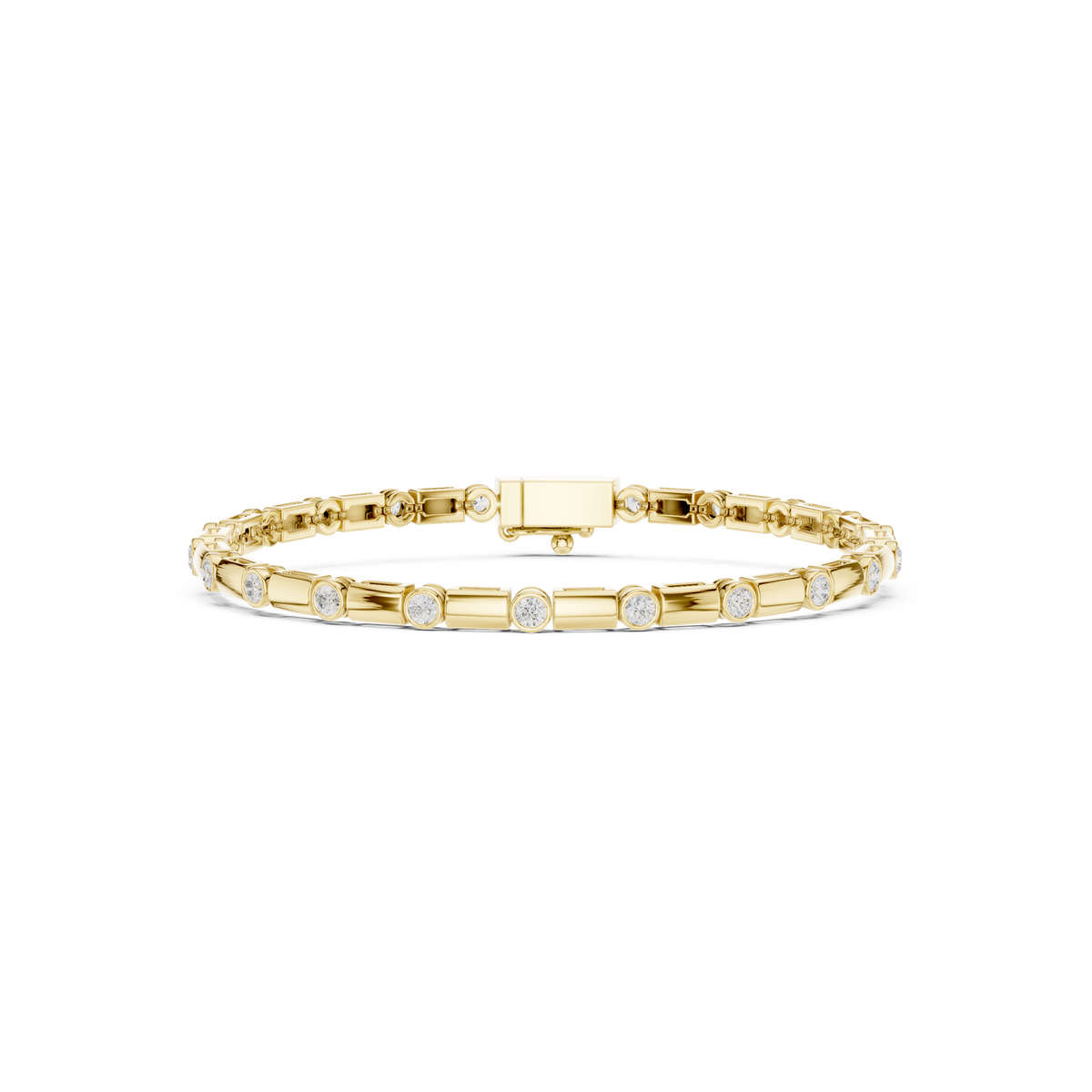Luxury Men’s Bezel-Set Diamond Tennis Bracelet in 14K Gold