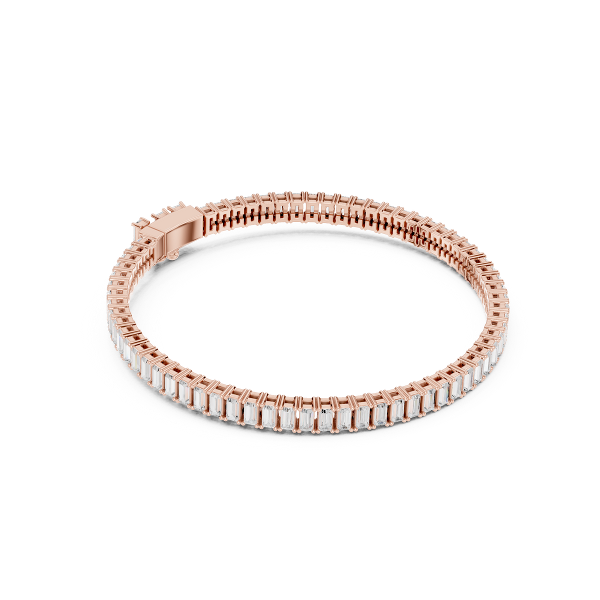 Luxury Men’s Baguette Diamond Tennis Bracelet in 14K Gold