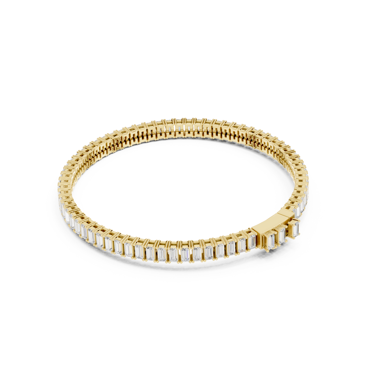 Luxury Men’s Baguette Diamond Tennis Bracelet in 14K Gold