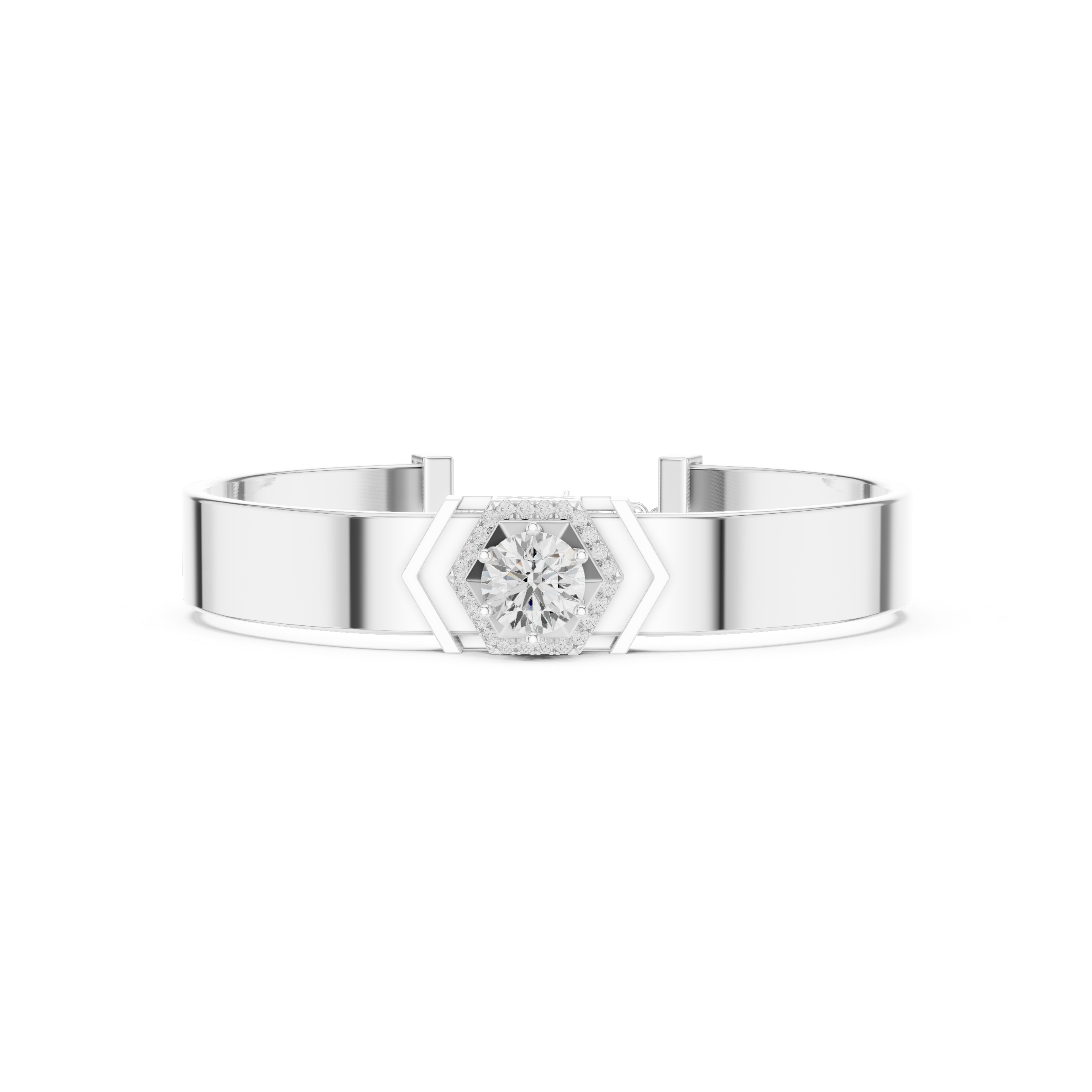 Men’s Halo Diamond Bracelet Charm in Sterling Silver & Gold