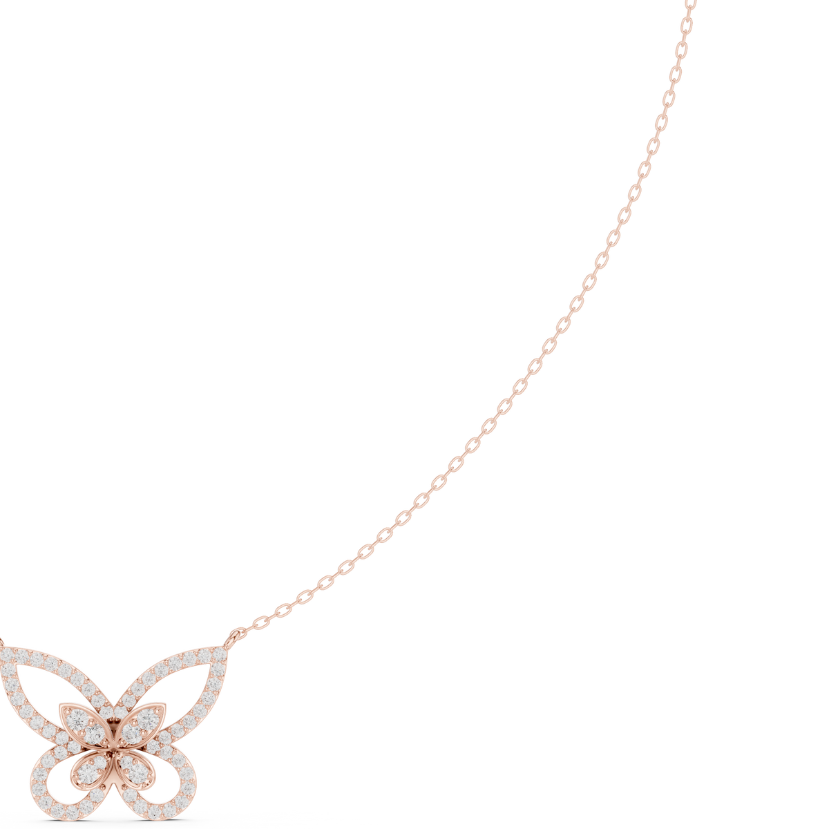 Luxury Butterfly Diamond Pendant Necklace in 14K Gold