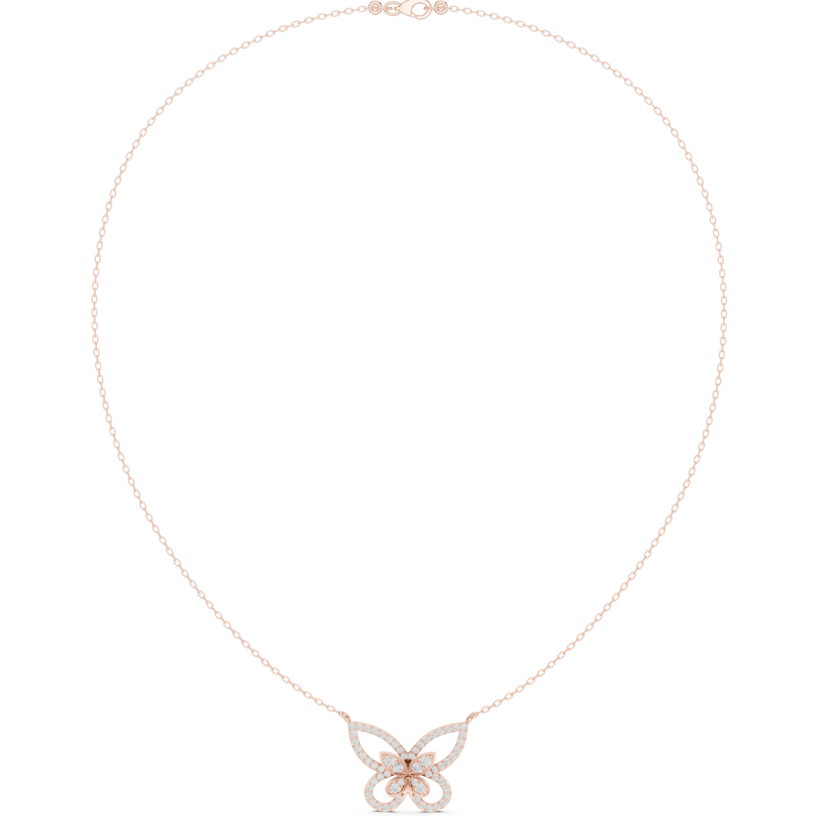 Luxury Butterfly Diamond Pendant Necklace in 14K Gold