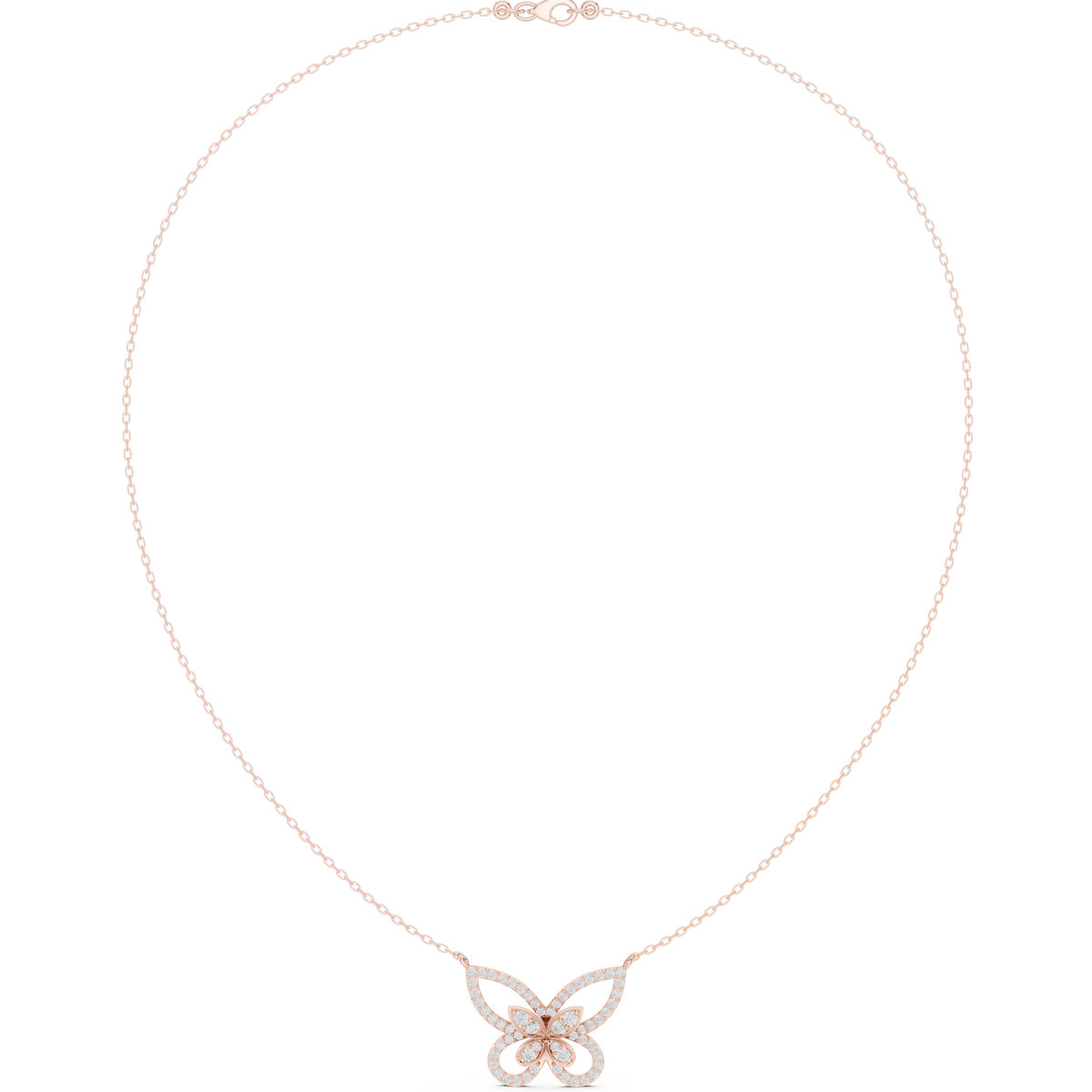 Luxury Butterfly Diamond Pendant Necklace in 14K Gold