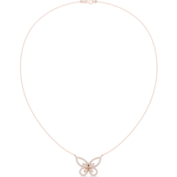 Luxury Butterfly Diamond Pendant Necklace in 14K Gold