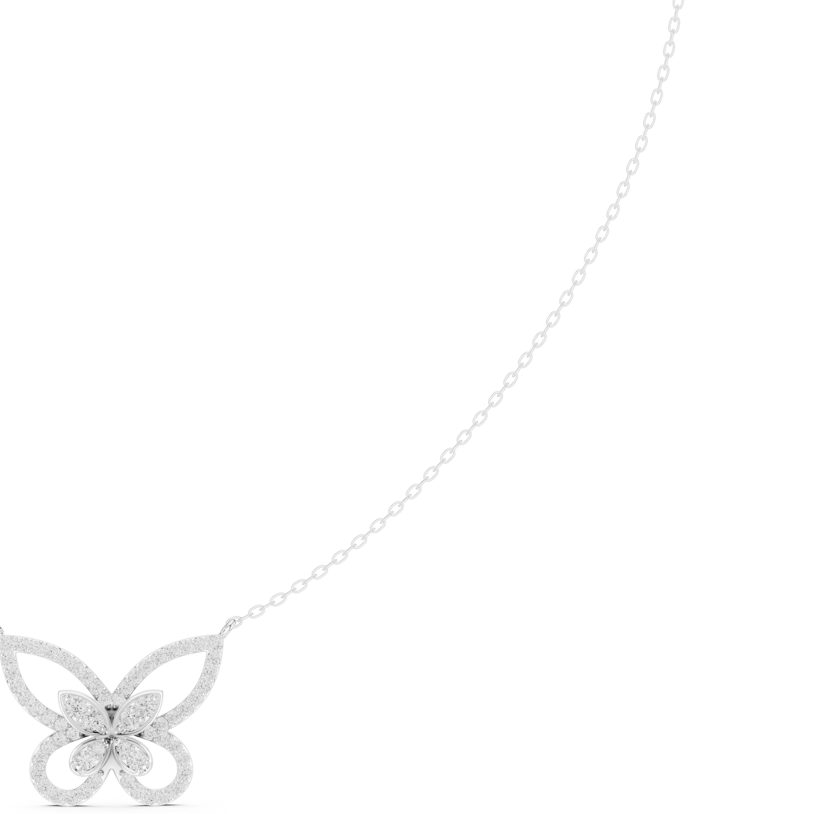 Luxury Butterfly Diamond Pendant Necklace in 14K Gold
