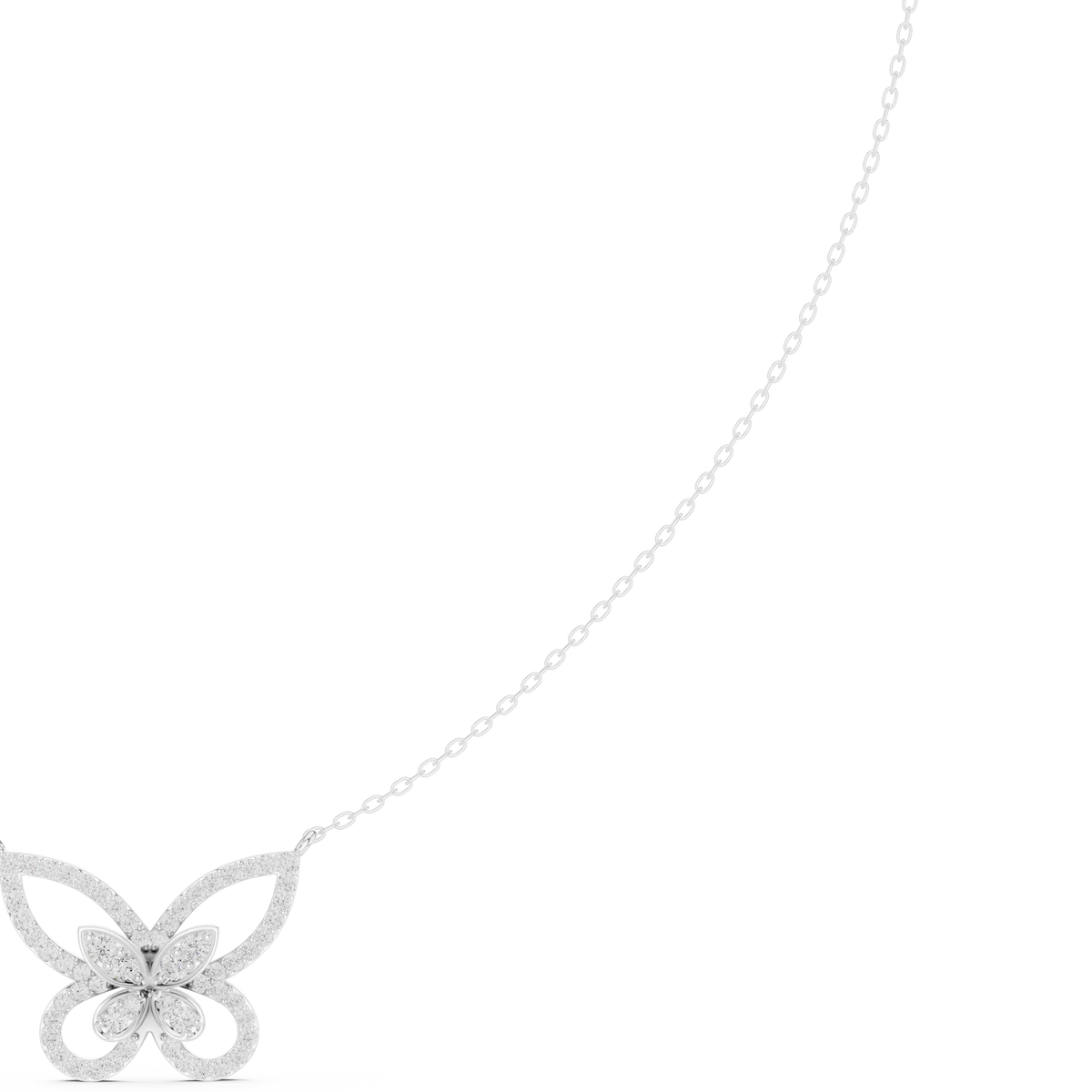 Luxury Butterfly Diamond Pendant Necklace in 14K Gold