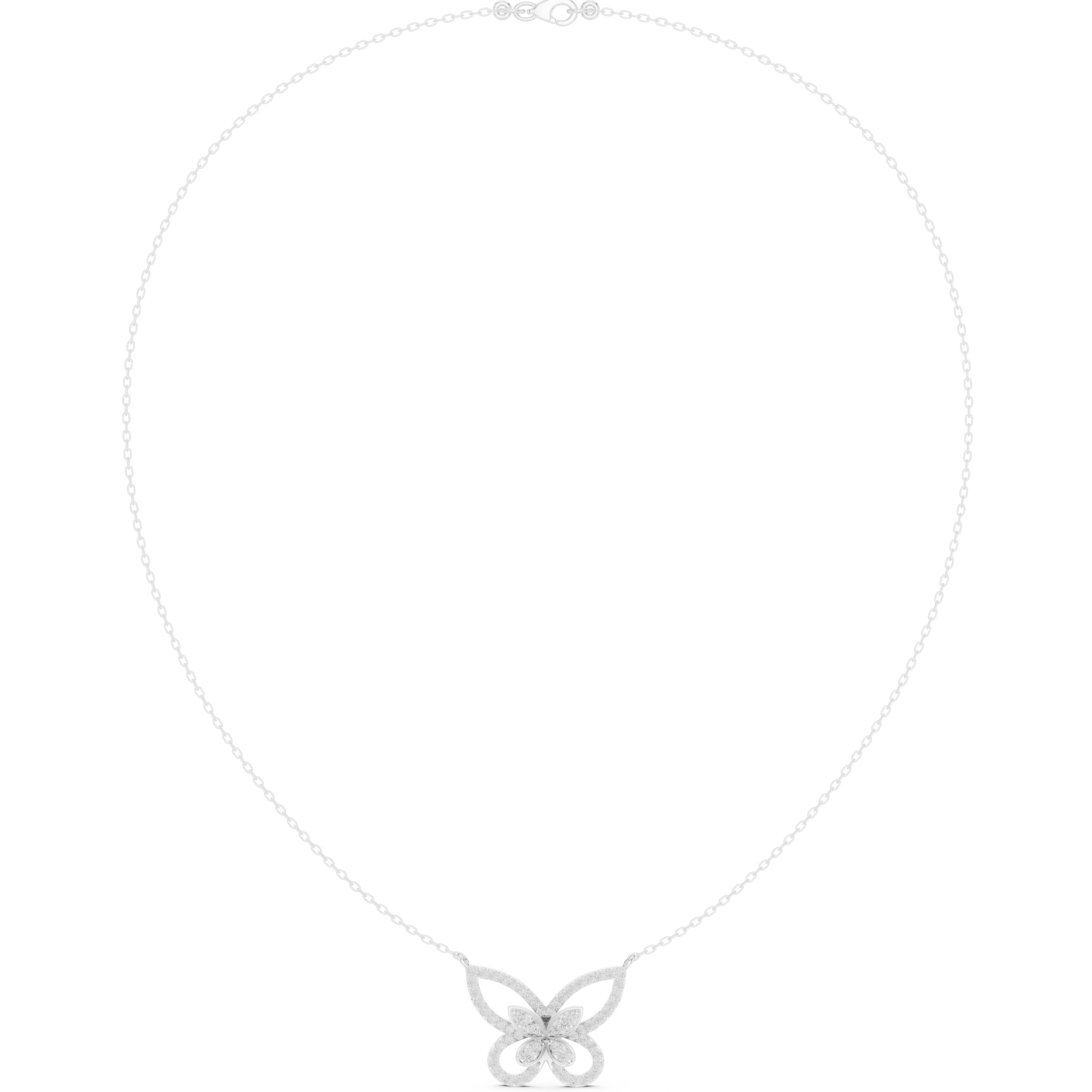 Luxury Butterfly Diamond Pendant Necklace in 14K Gold