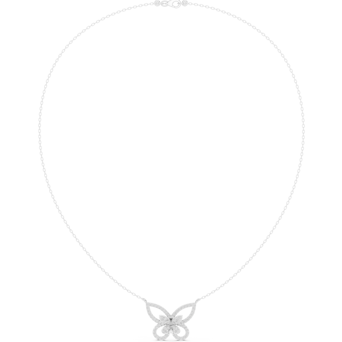 Luxury Butterfly Diamond Pendant Necklace in 14K Gold