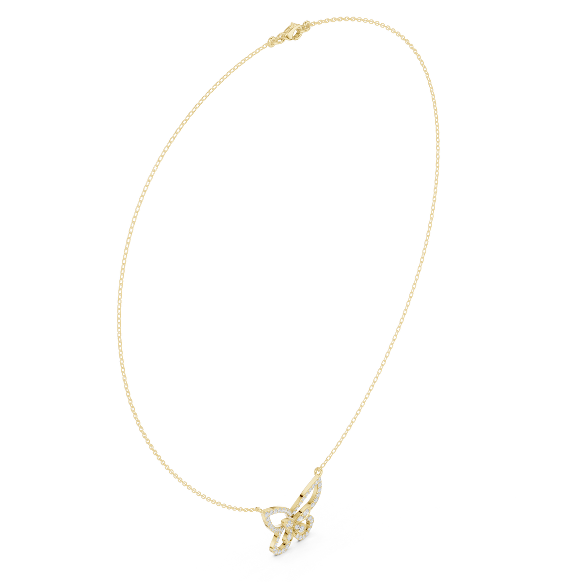 Luxury Butterfly Diamond Pendant Necklace in 14K Gold