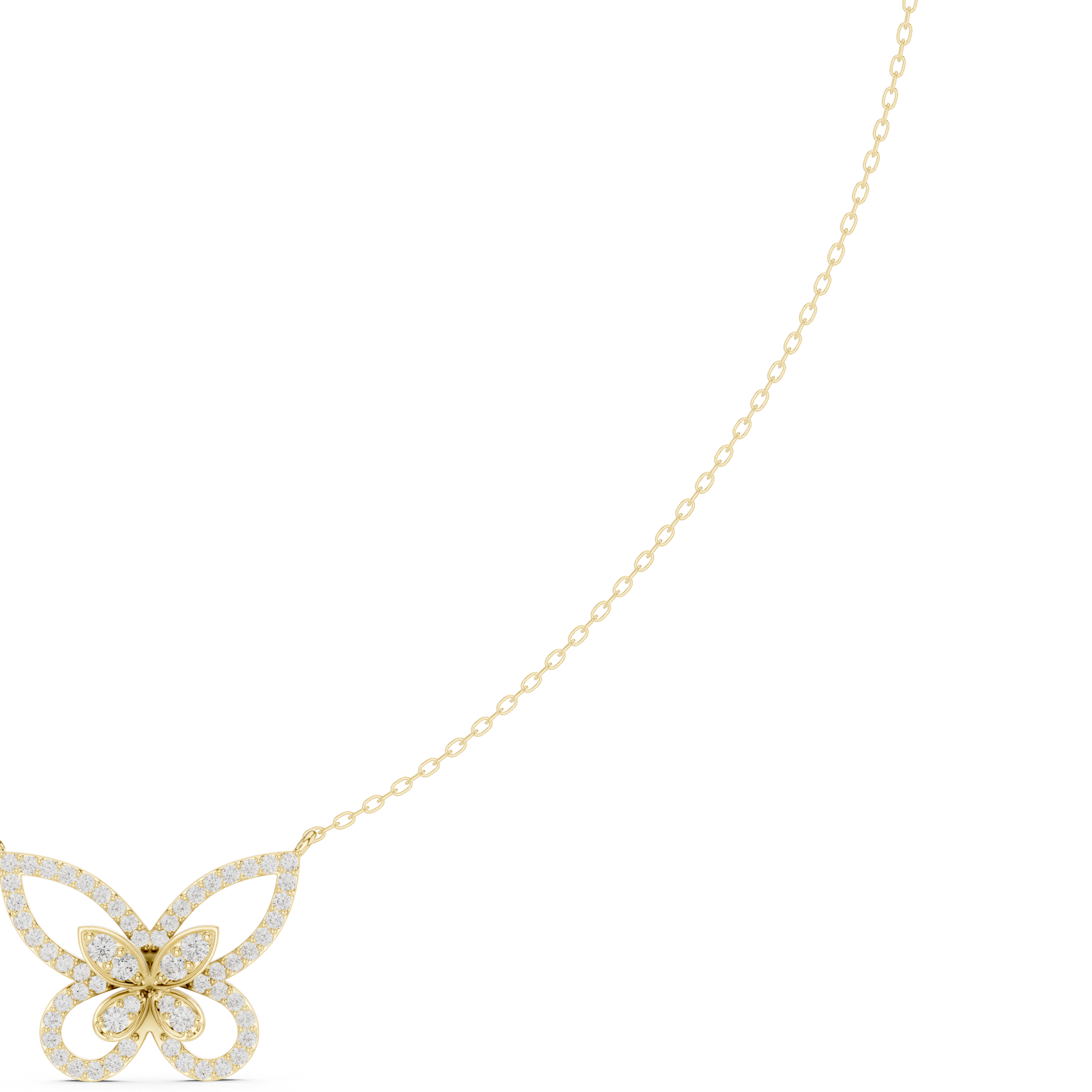 Luxury Butterfly Diamond Pendant Necklace in 14K Gold