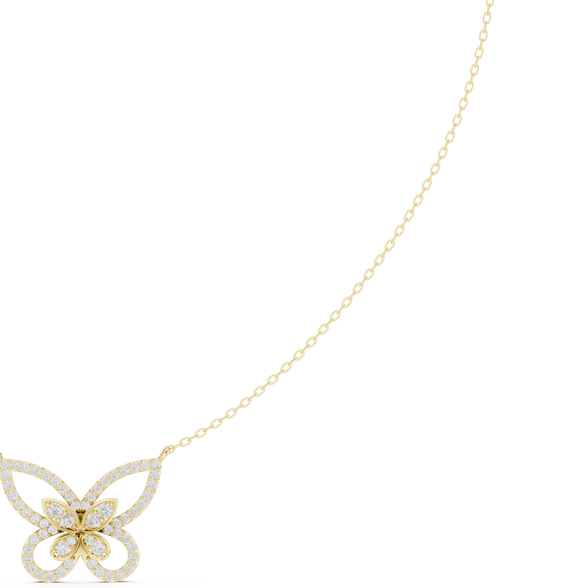 Luxury Butterfly Diamond Pendant Necklace in 14K Gold