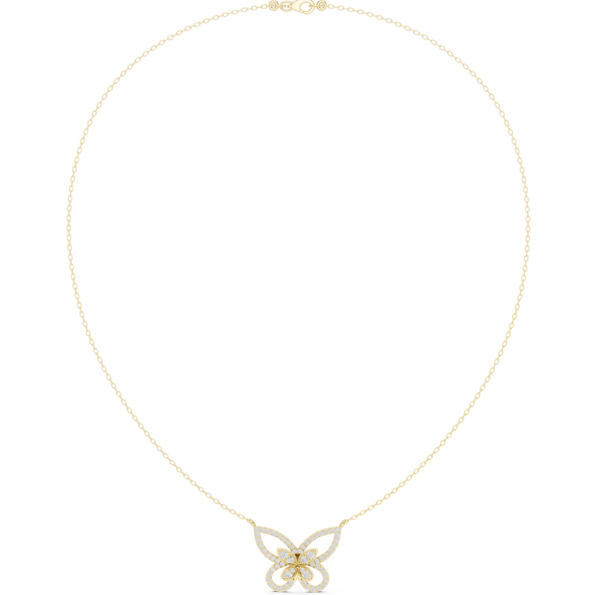 Luxury Butterfly Diamond Pendant Necklace in 14K Gold