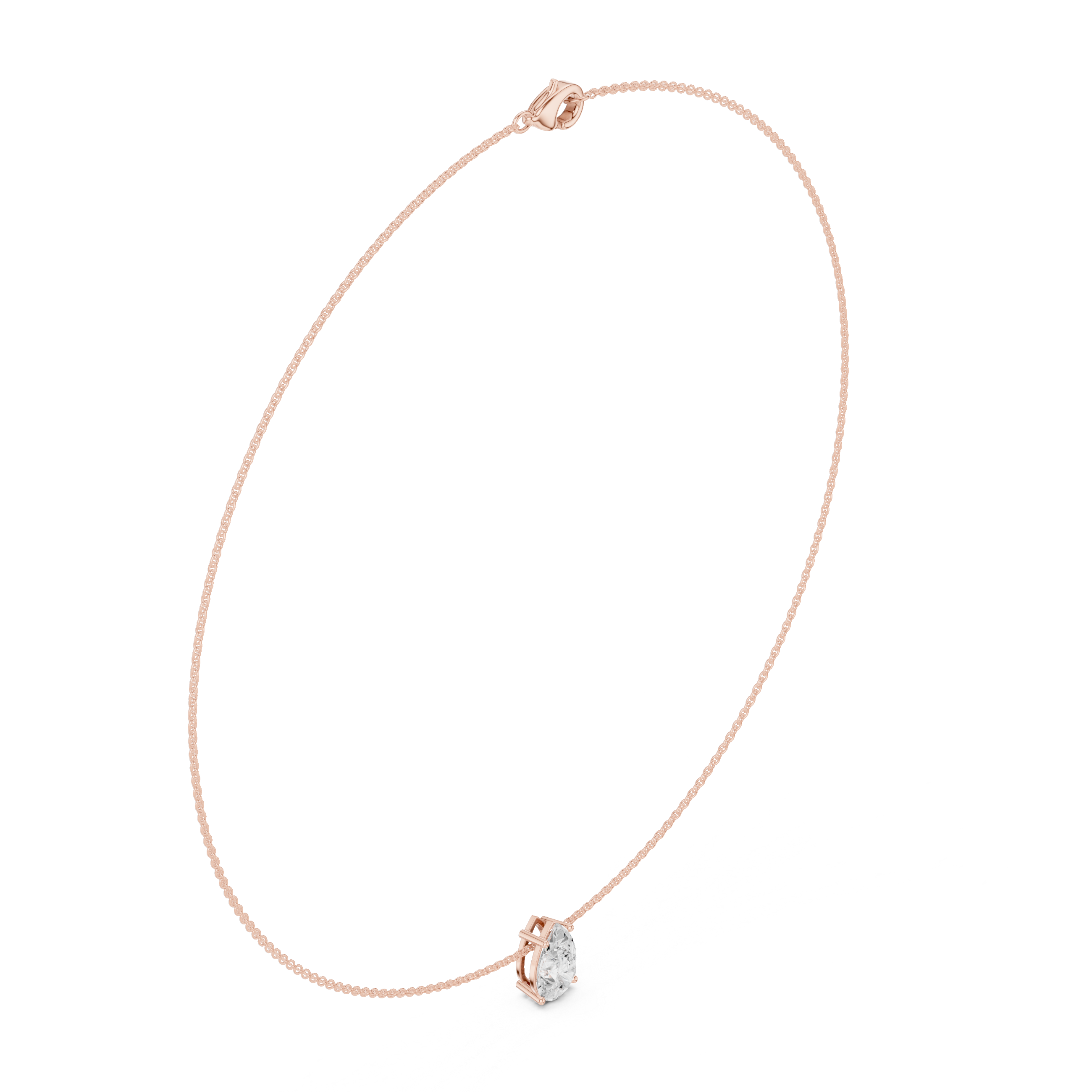 Luxury Pear Diamond Solitaire Pendant Necklace in 14K Gold