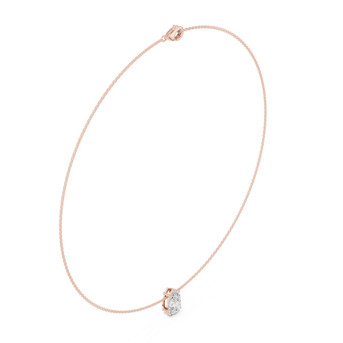 Luxury Pear Diamond Solitaire Pendant Necklace in 14K Gold