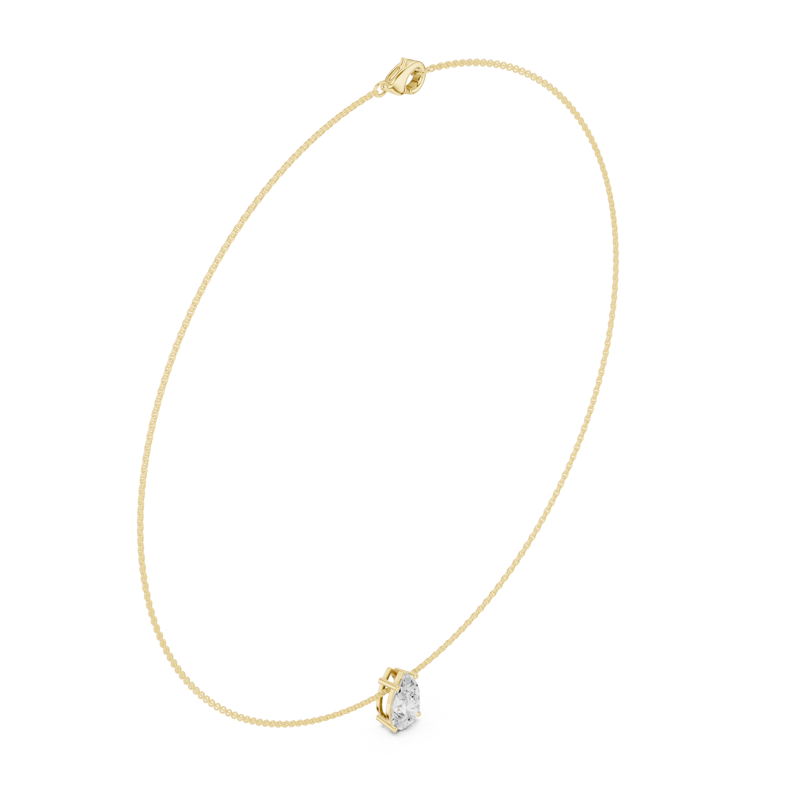 Luxury Pear Diamond Solitaire Pendant Necklace in 14K Gold