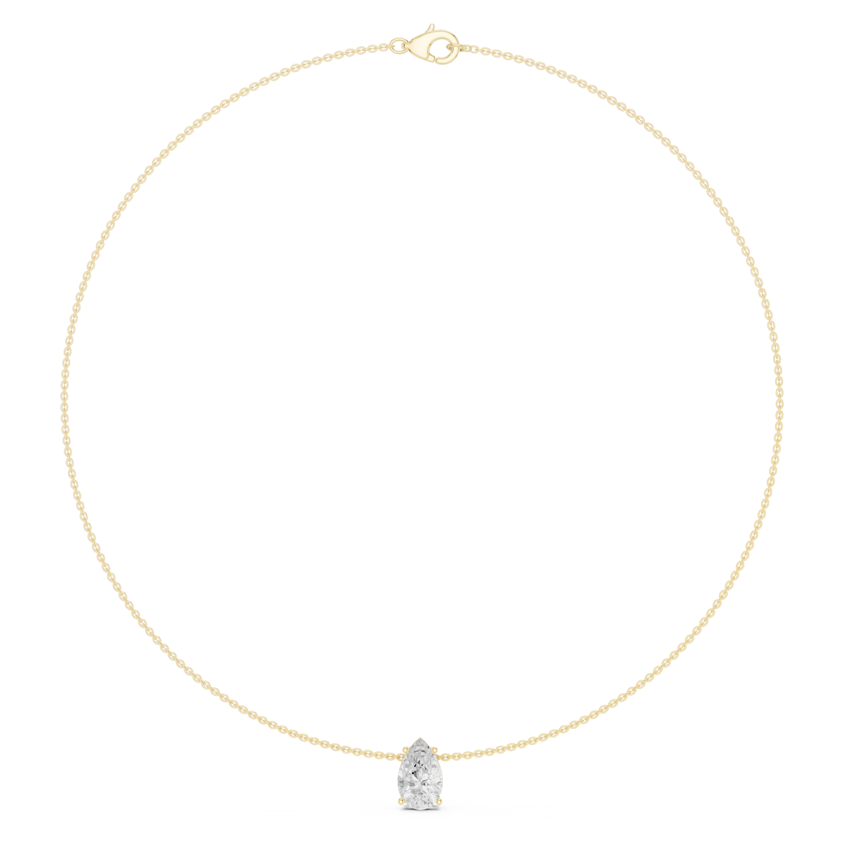 Luxury Pear Diamond Solitaire Pendant Necklace in 14K Gold
