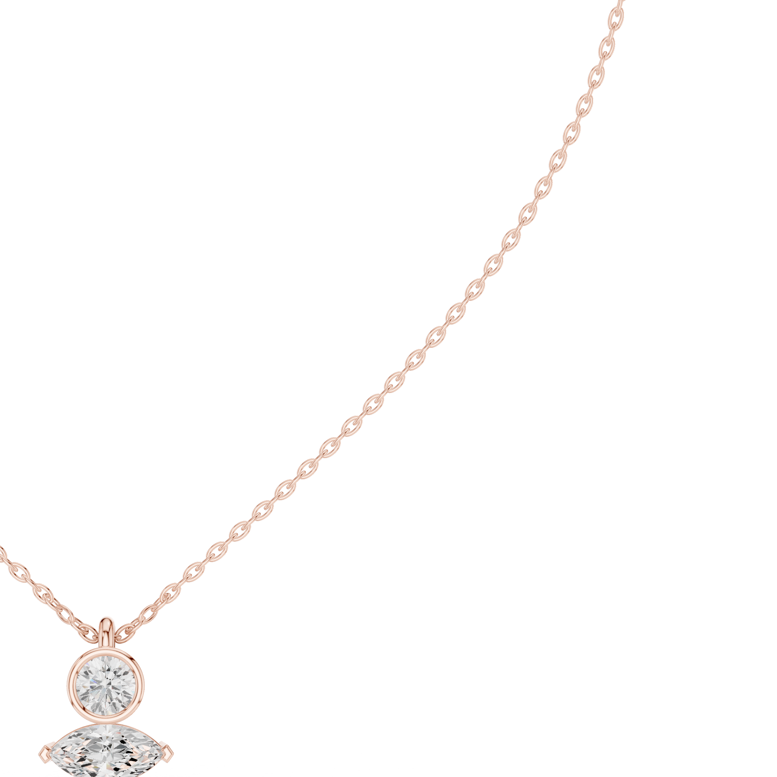 Luxury Marquise & Round Diamond Minimal Pendant in 14K Gold