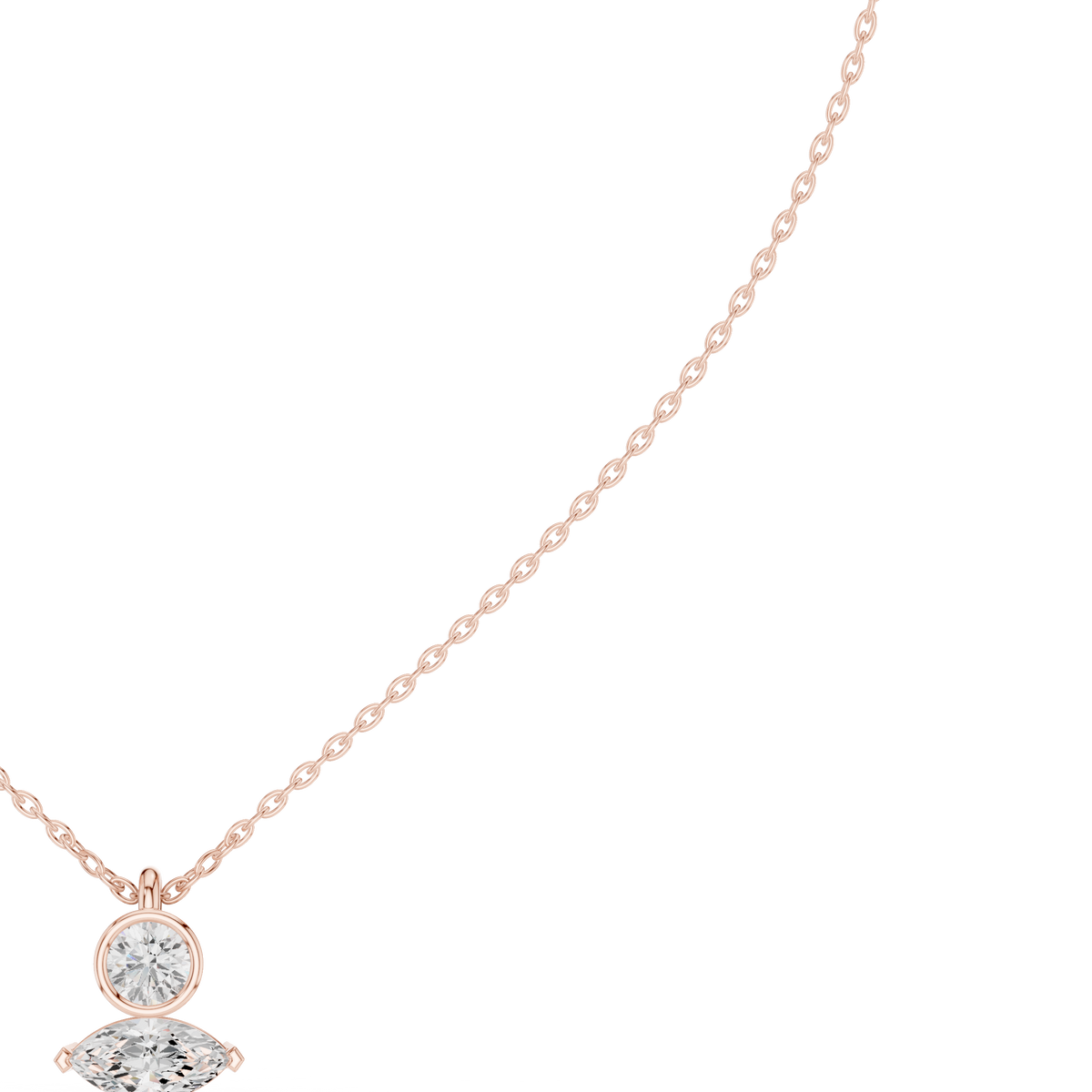 Luxury Marquise & Round Diamond Minimal Pendant in 14K Gold