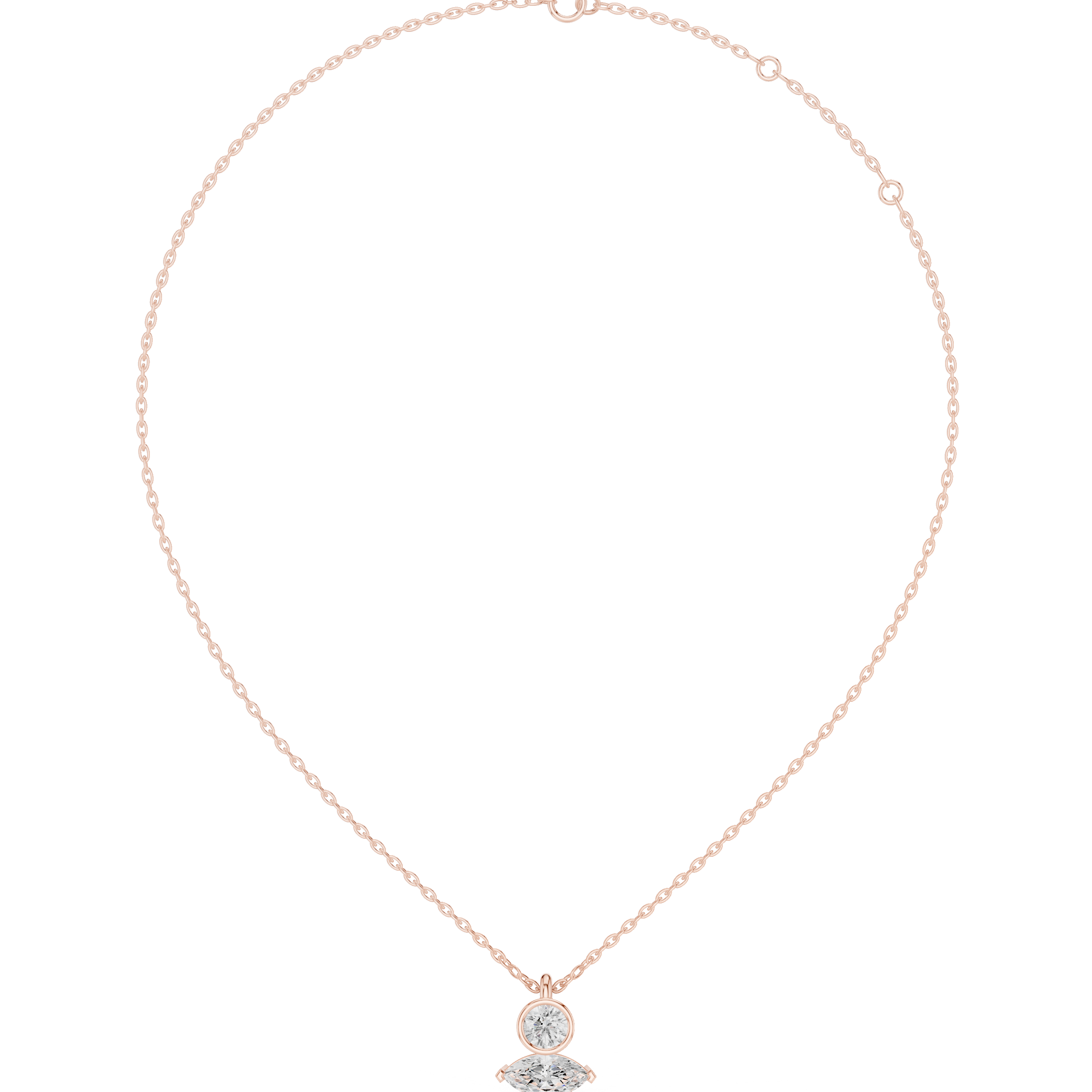 Luxury Marquise & Round Diamond Minimal Pendant in 14K Gold