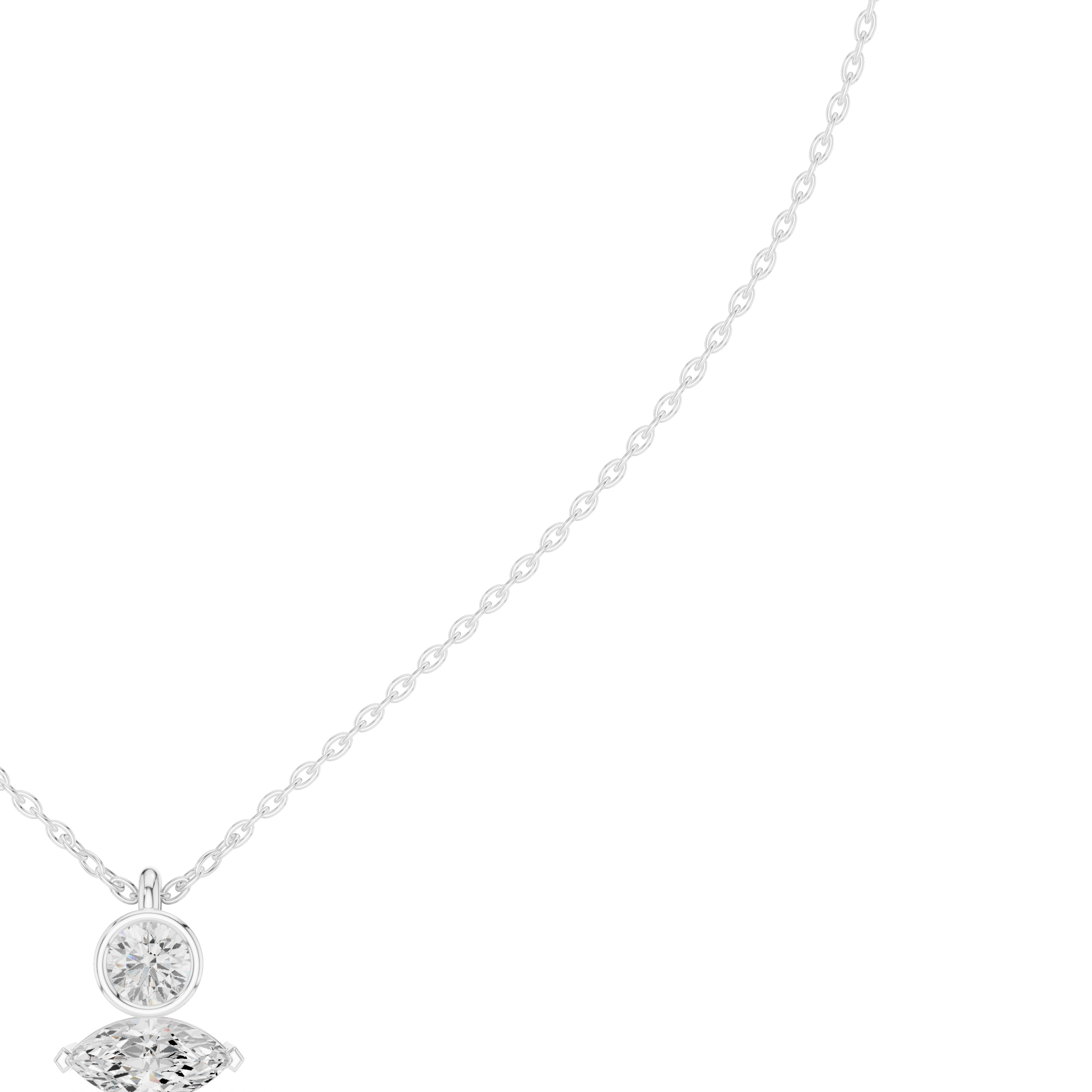 Luxury Marquise & Round Diamond Minimal Pendant in 14K Gold