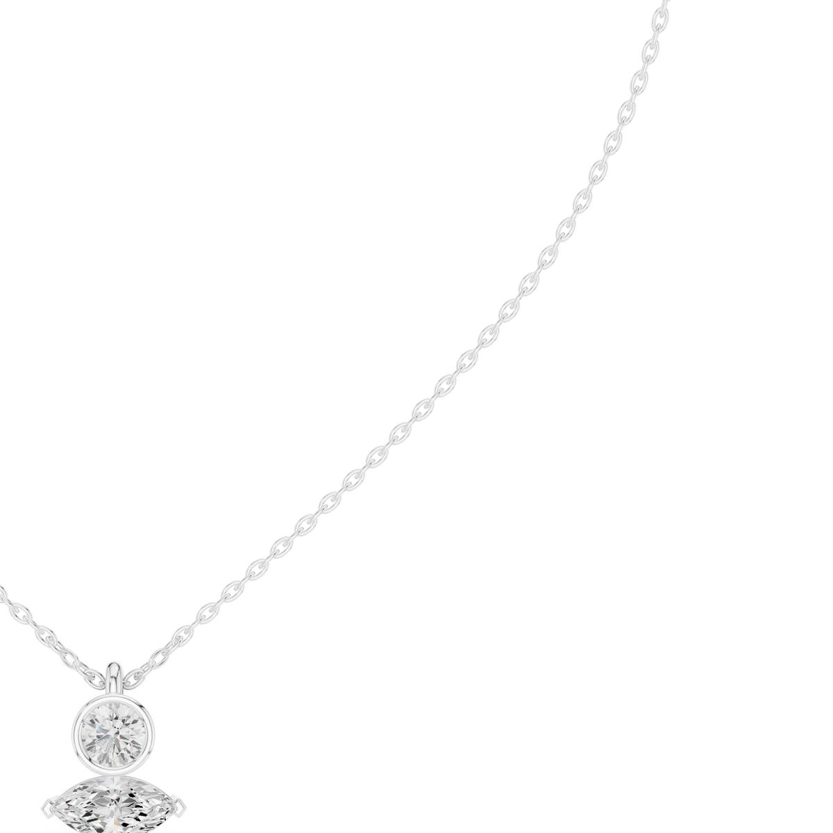 Luxury Marquise & Round Diamond Minimal Pendant in 14K Gold
